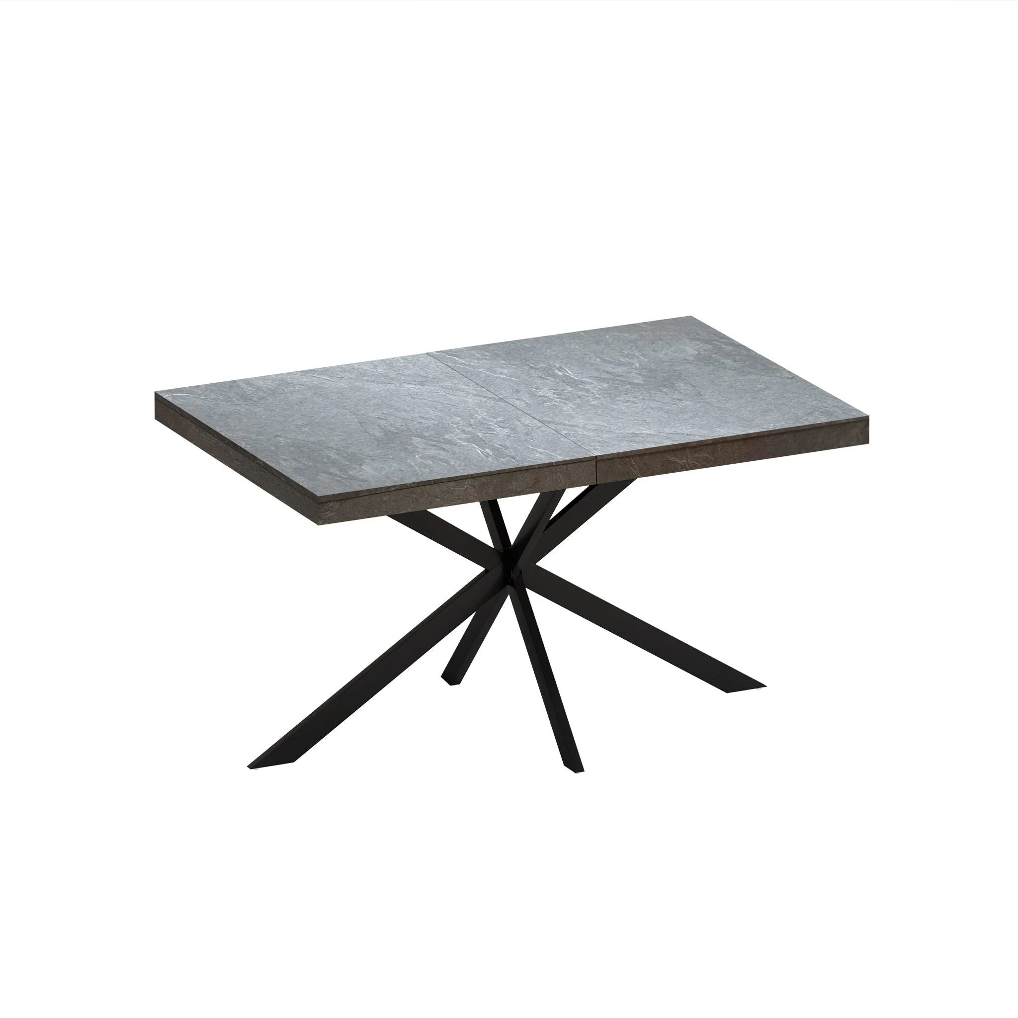 Rectangular Stretch Dining Table With 4 Chairs - Black / Gray - Image 14