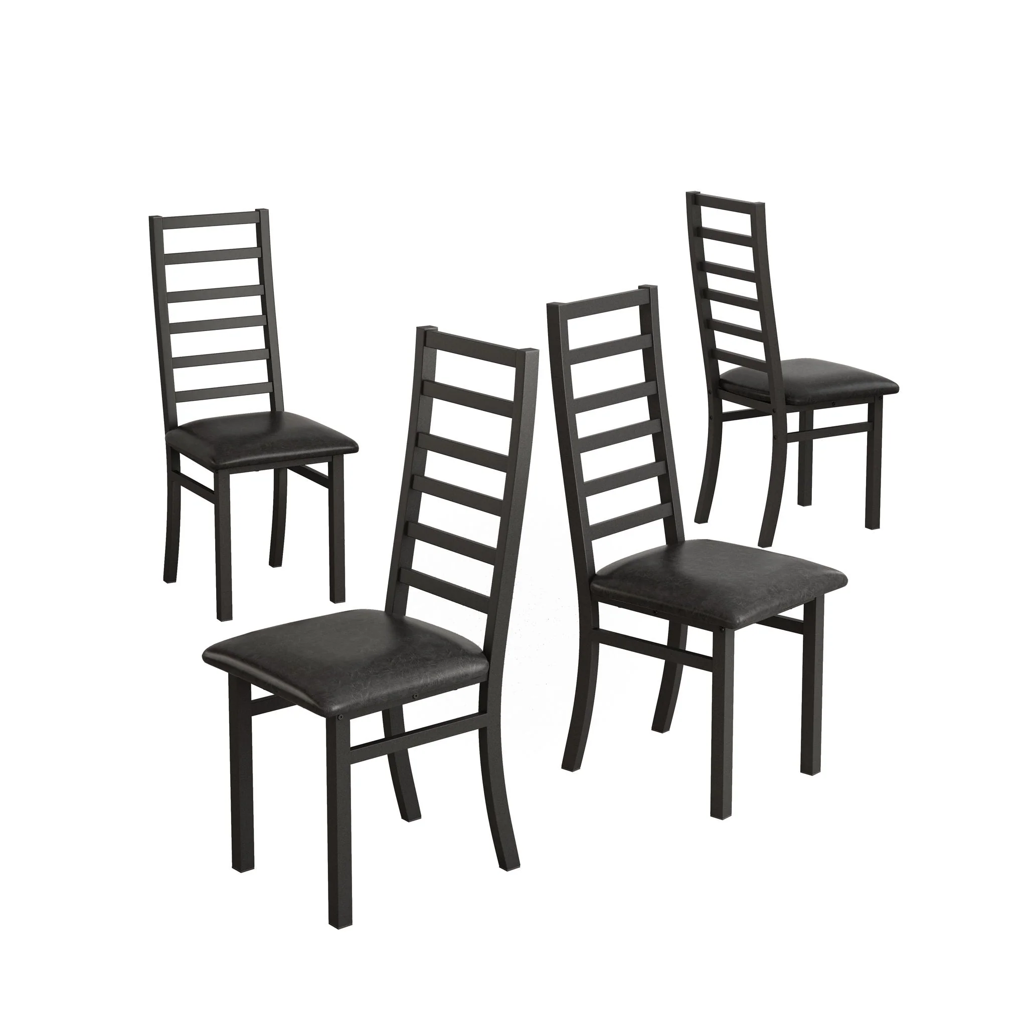 Rectangular Stretch Dining Table With 4 Chairs - Black / Gray - Image 7