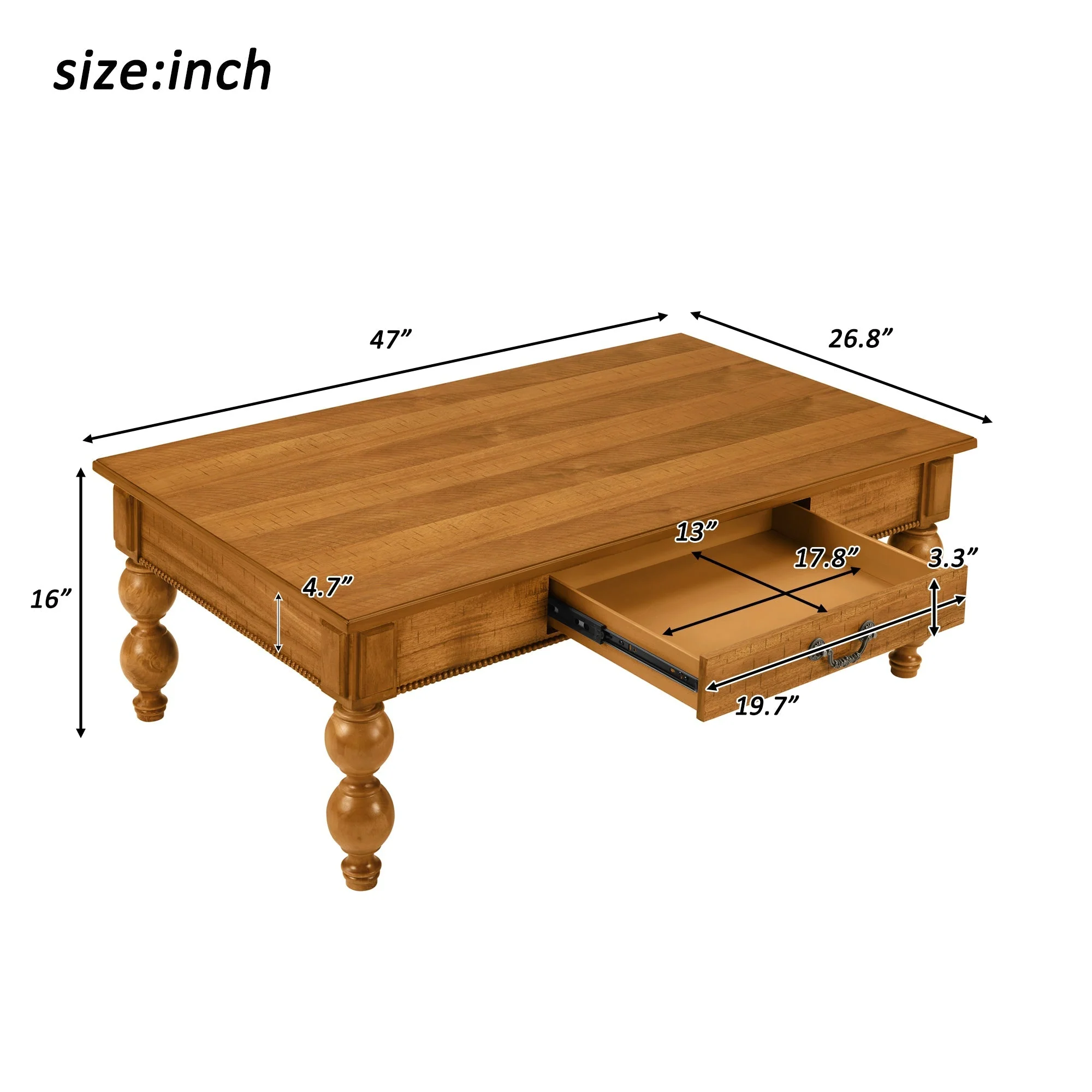 Rectangular Wooden Coffee Table with Storage Drawer - Image 10