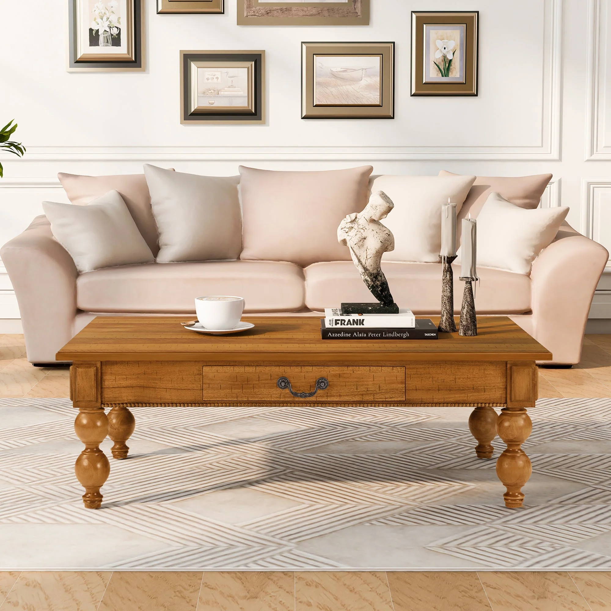 Rectangular Wooden Coffee Table with Storage Drawer - Image 2