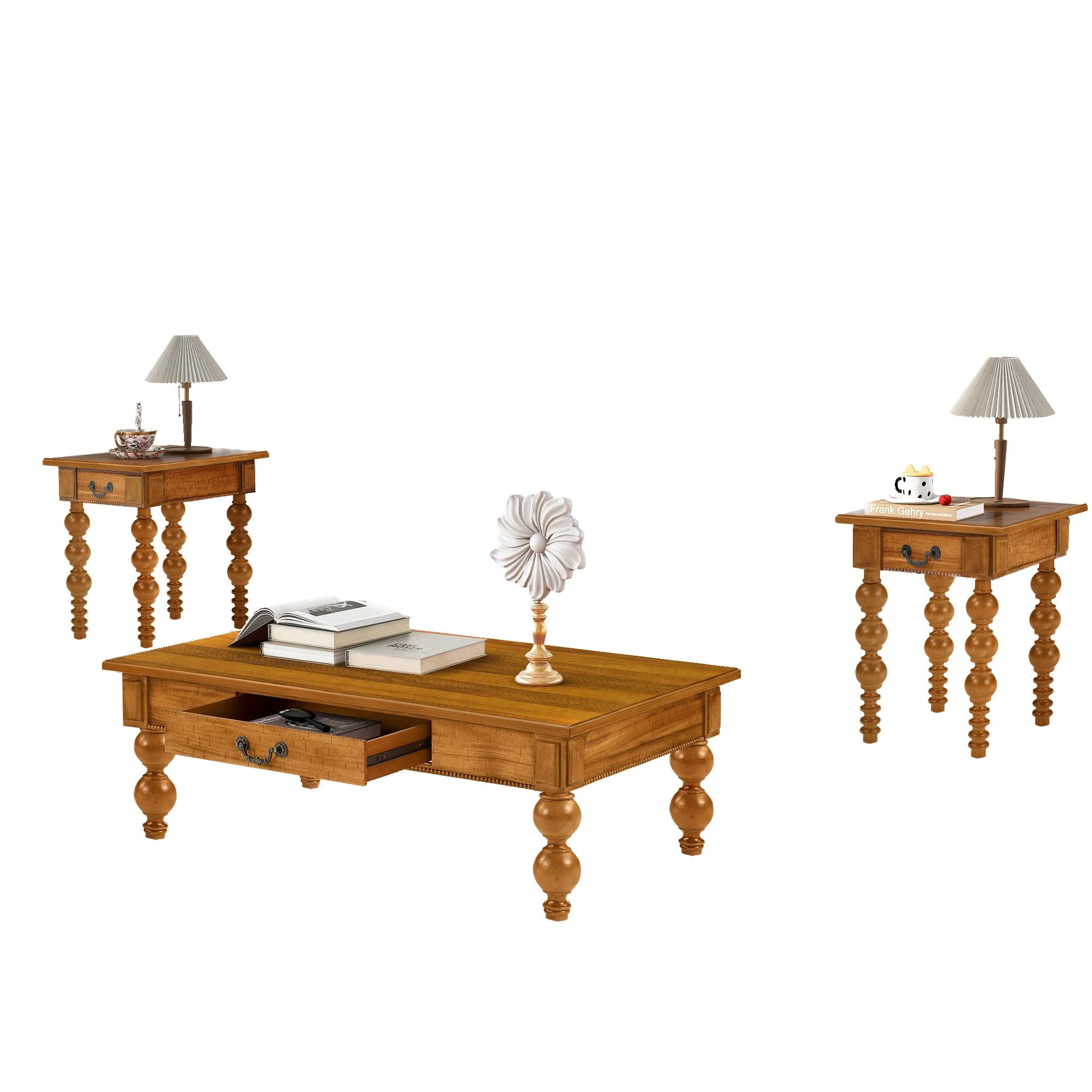 Rectangular Wooden Coffee Table with Storage Drawer - Image 5