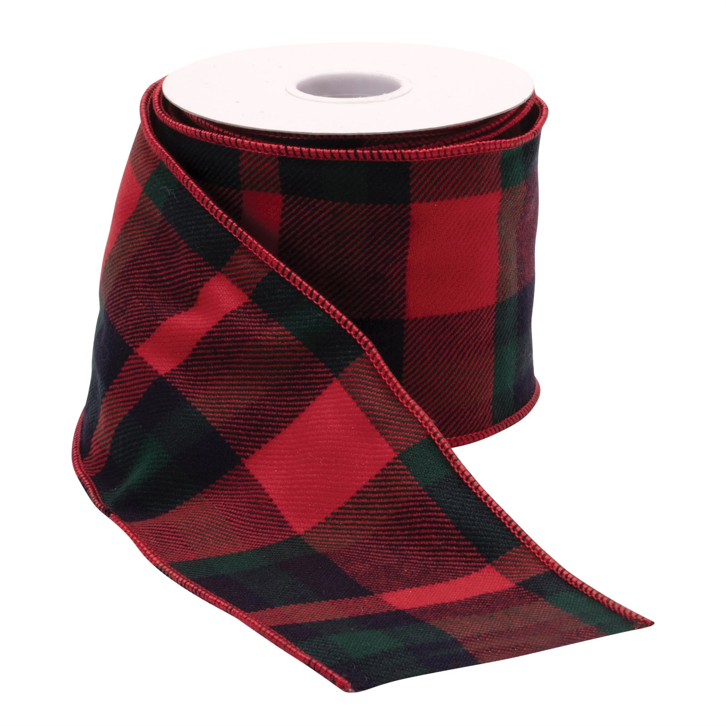 Red and Black Plaid Wired Ribbon (Set of 2) - Image 2