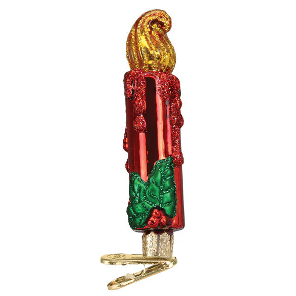 Red Clip-On Candle Ornament 4 x 1.25 x 1 Inches - Image 3