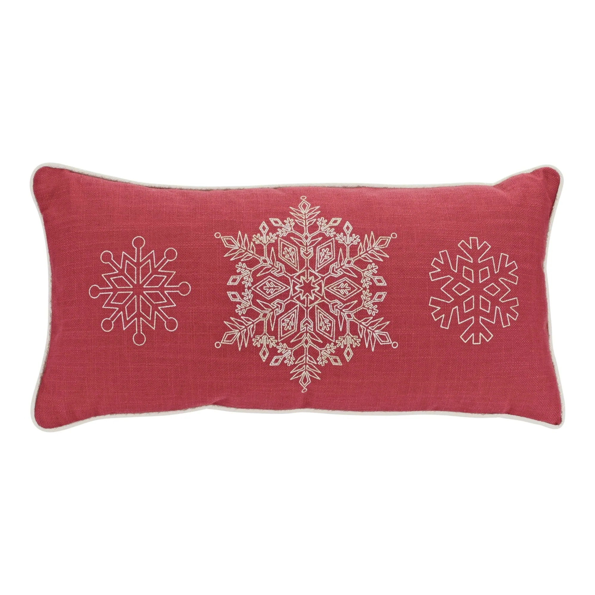 Red Embroidered Snowflake Pillow (Set of 2) - Image 4