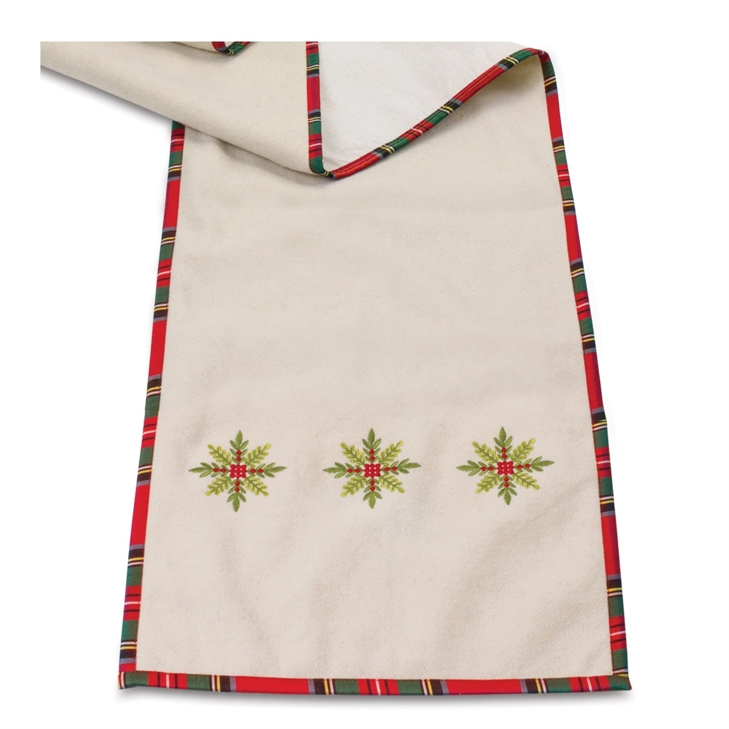 Red Embroidered Snowflake Table Runner 72"L - Image 2