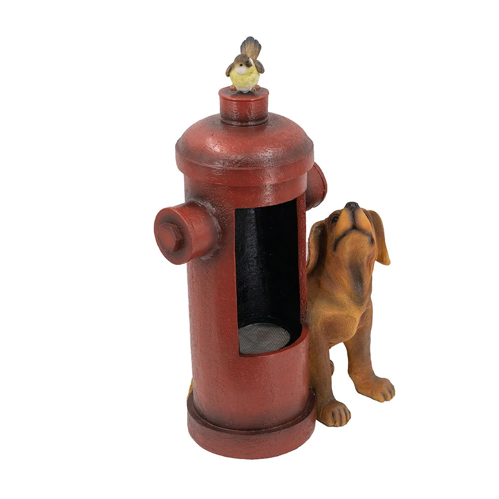 Red Fire Hydrant Water Fountain with Dog and Bird Accents - Image 2