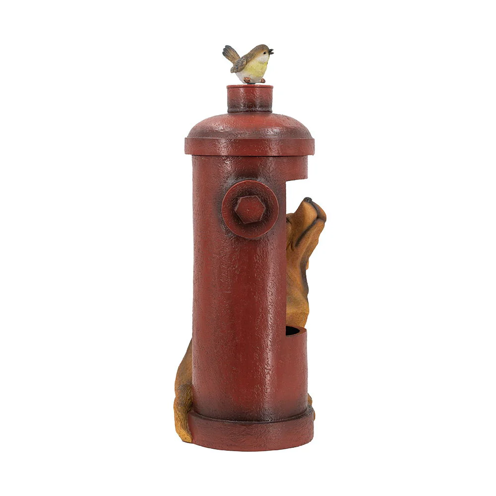 Red Fire Hydrant Water Fountain with Dog and Bird Accents - Image 4