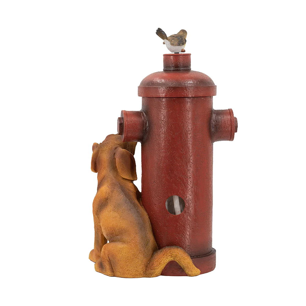 Red Fire Hydrant Water Fountain with Dog and Bird Accents - Image 6