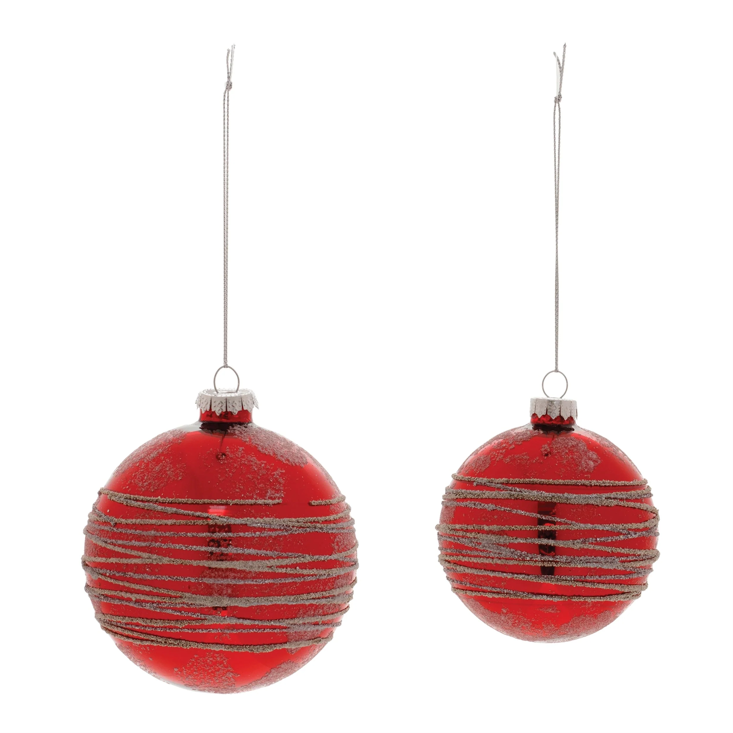 Red Glittered Glass Ball Ornament (Set of 6) - Image 2