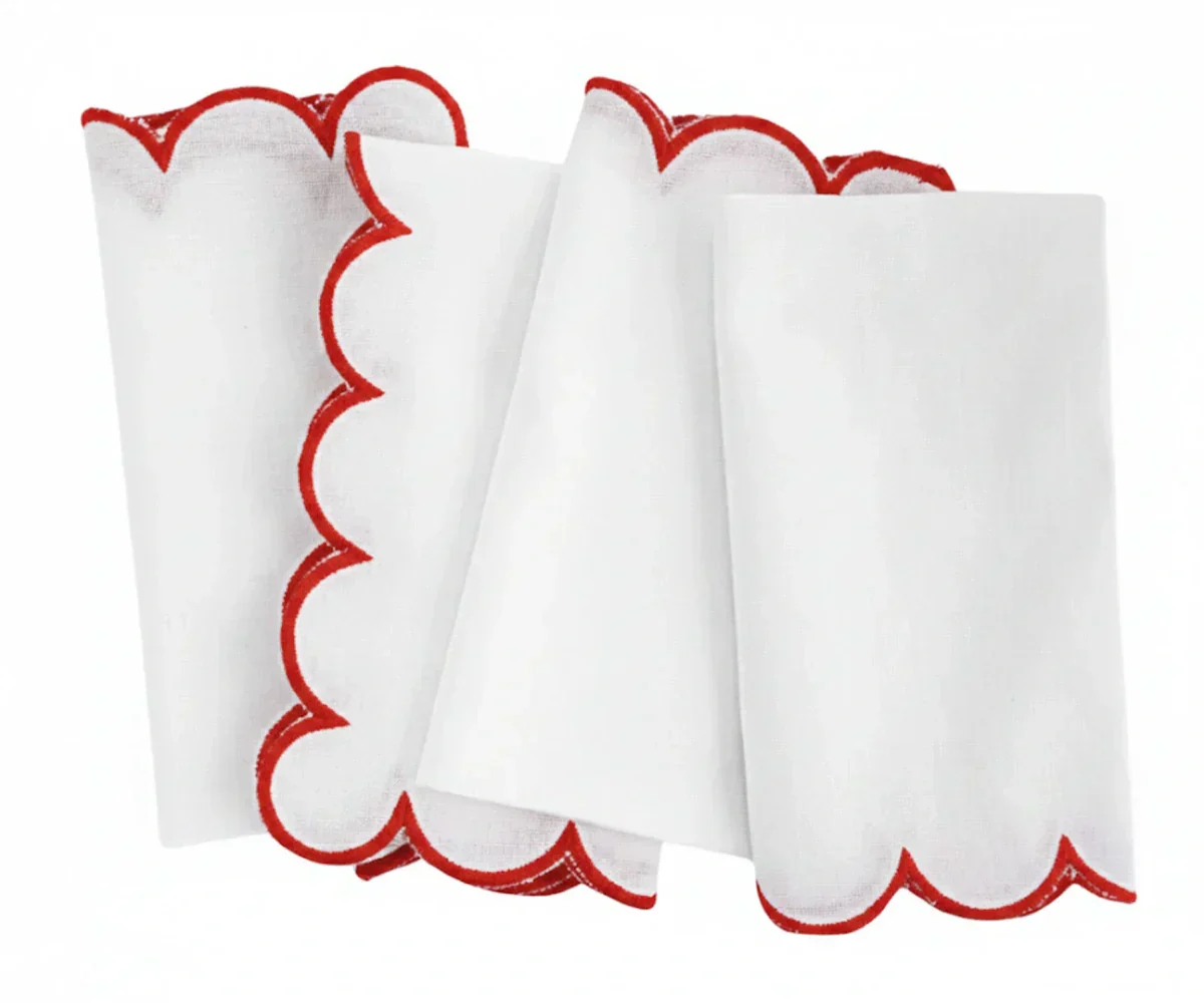 Red Scalloped Edge Napkins - LongWave - Image 3