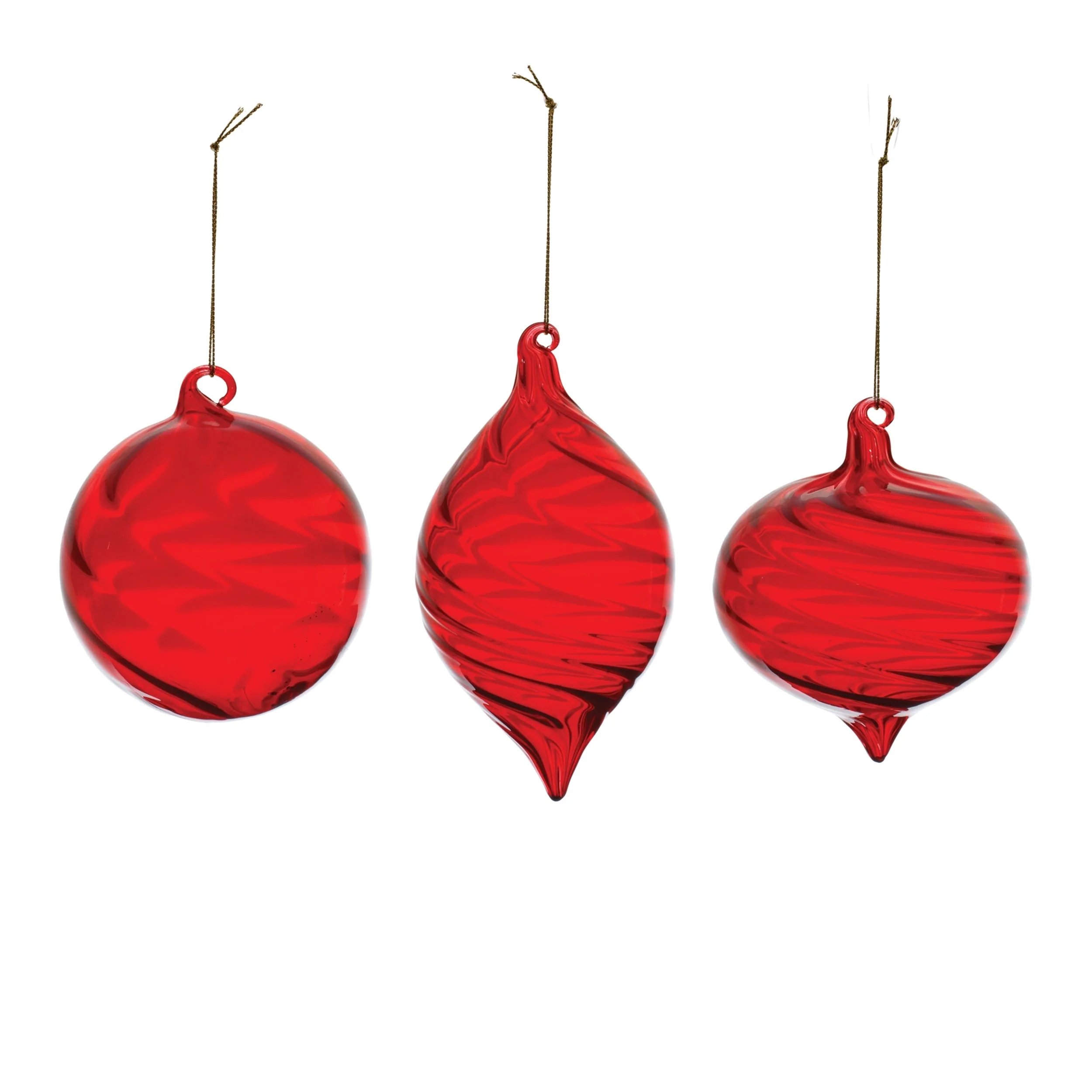 Red Swirl Glass Ornament (Set of 6) - Image 2