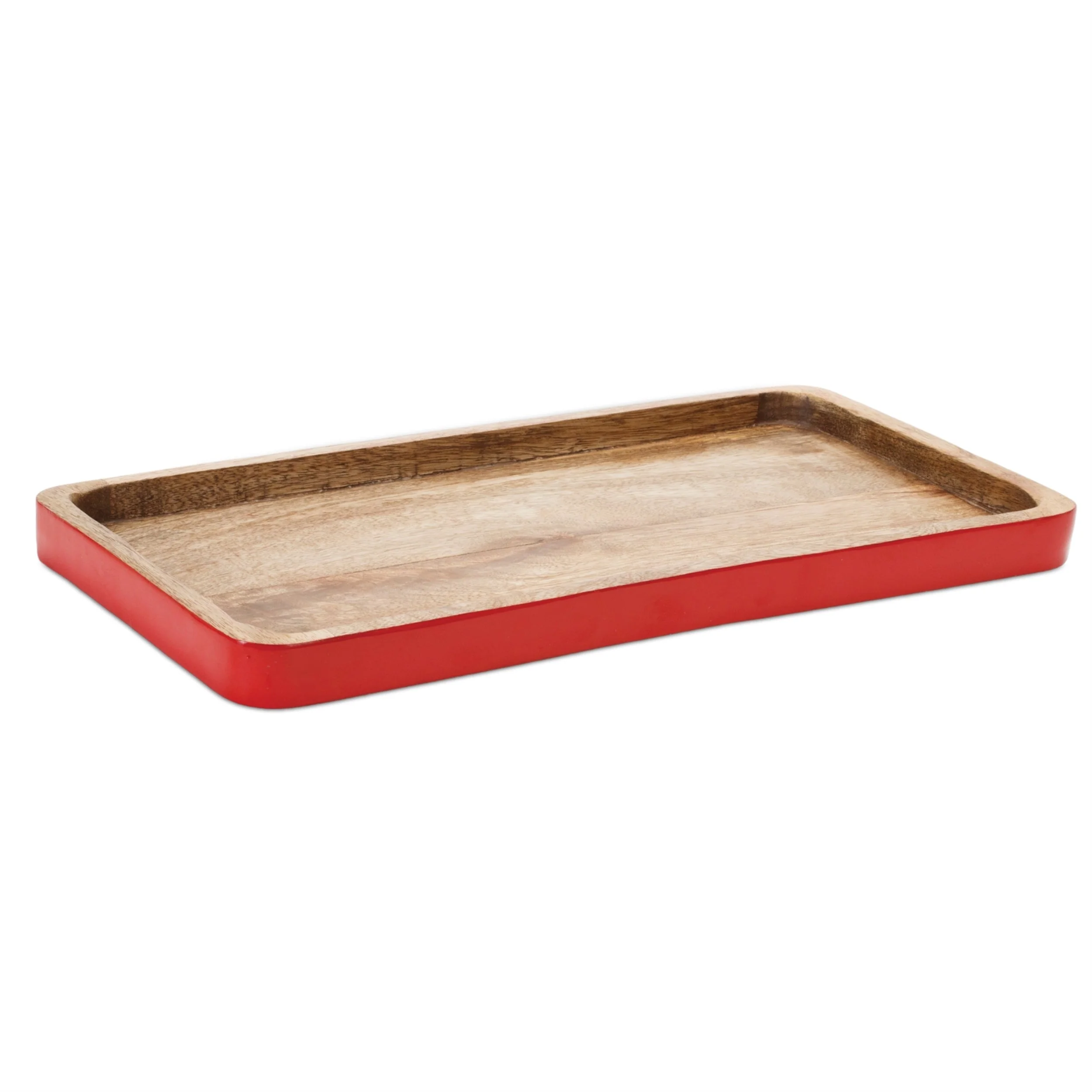 Red Trimmed Wooden Tray (Set of 2) - Image 2