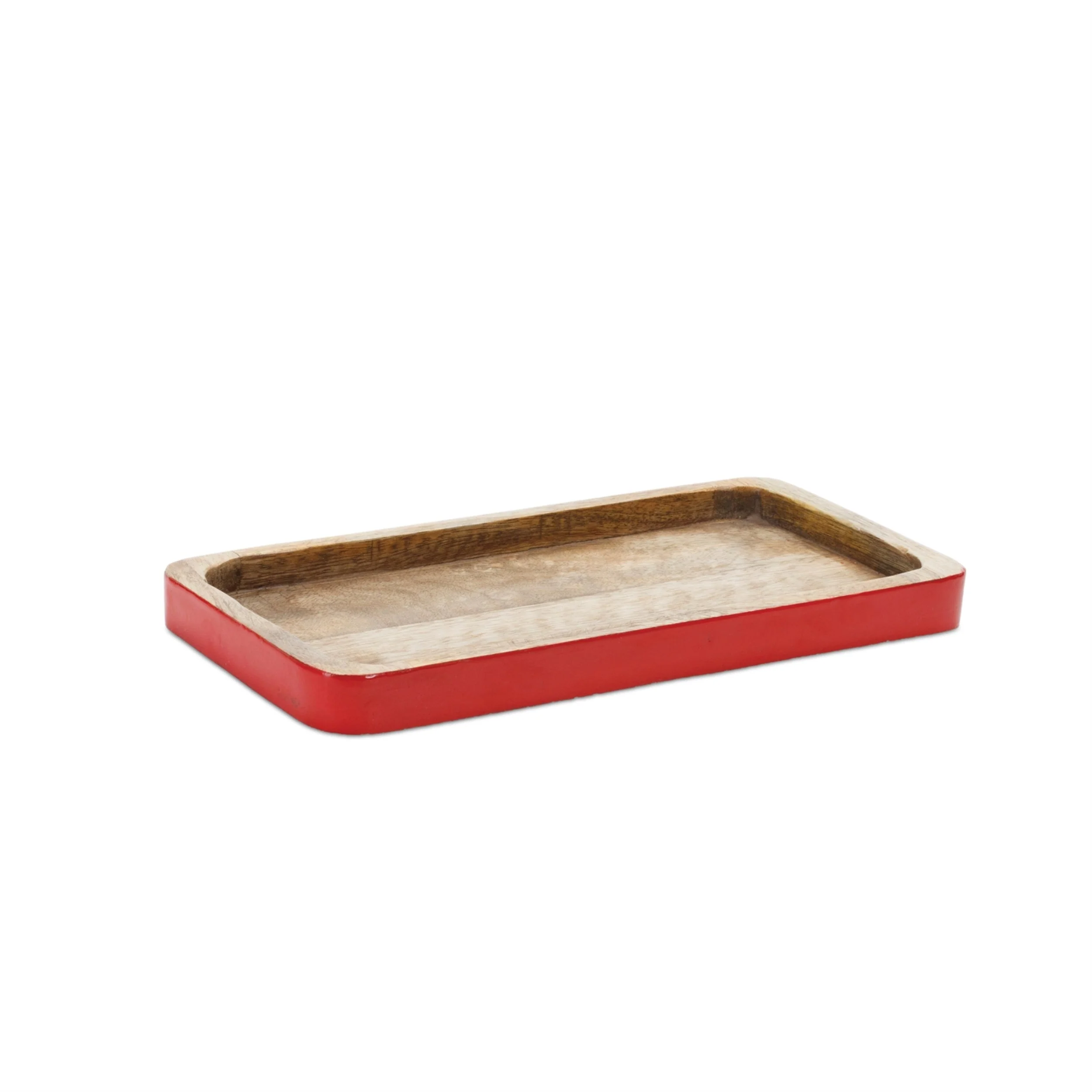 Red Trimmed Wooden Tray (Set of 2) - Image 3