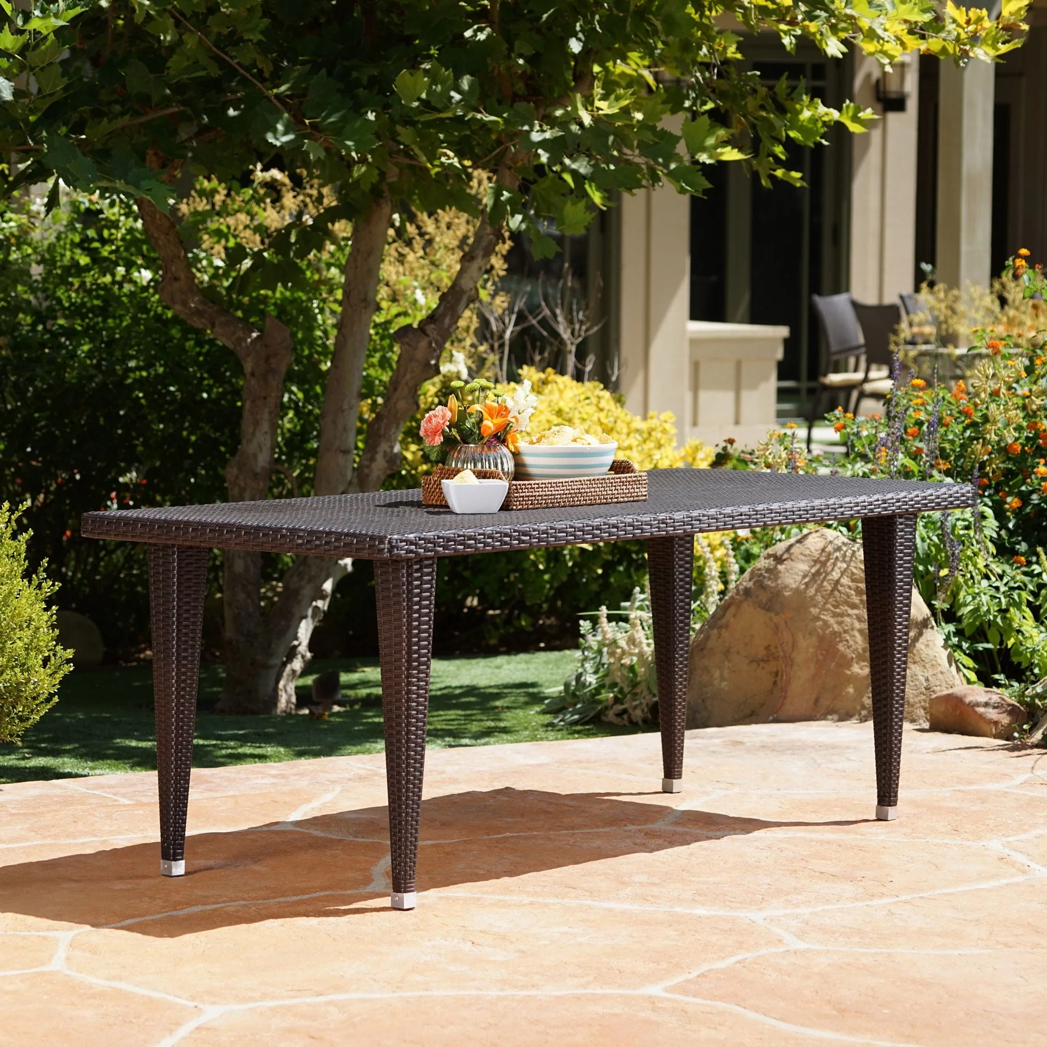 Reflect Outdoor Dining Table With Rattan Cover - Dark Gray - Image 4