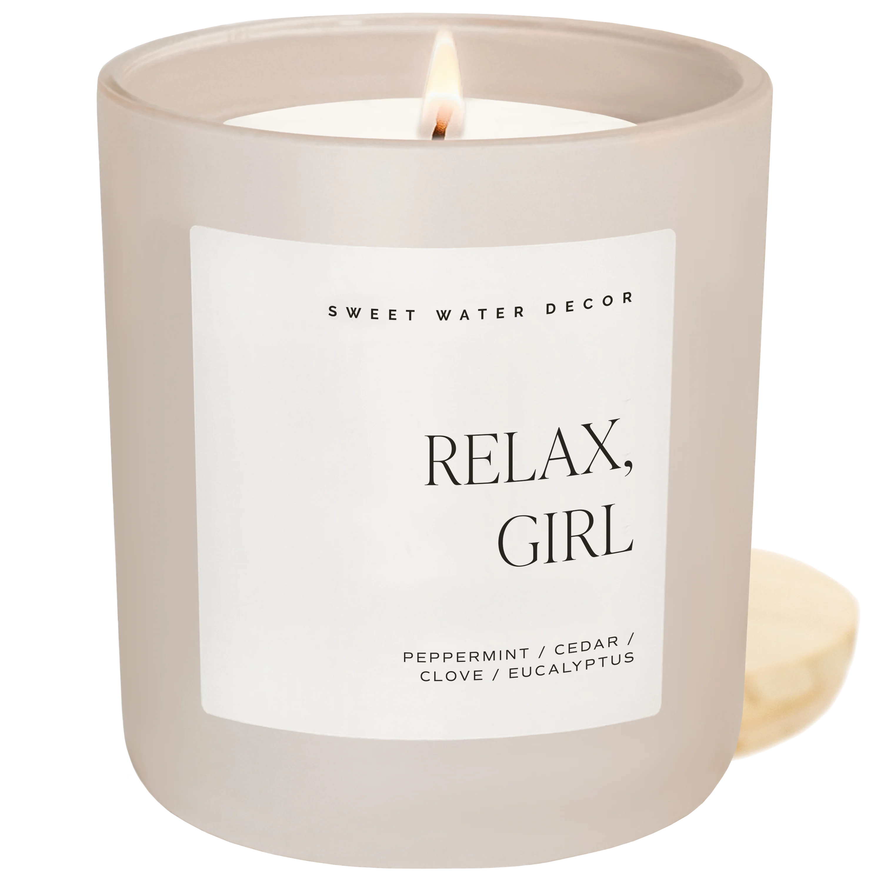 Relax Girl Soy Candle - Tan Matte Jar - 15 oz (Relaxation)