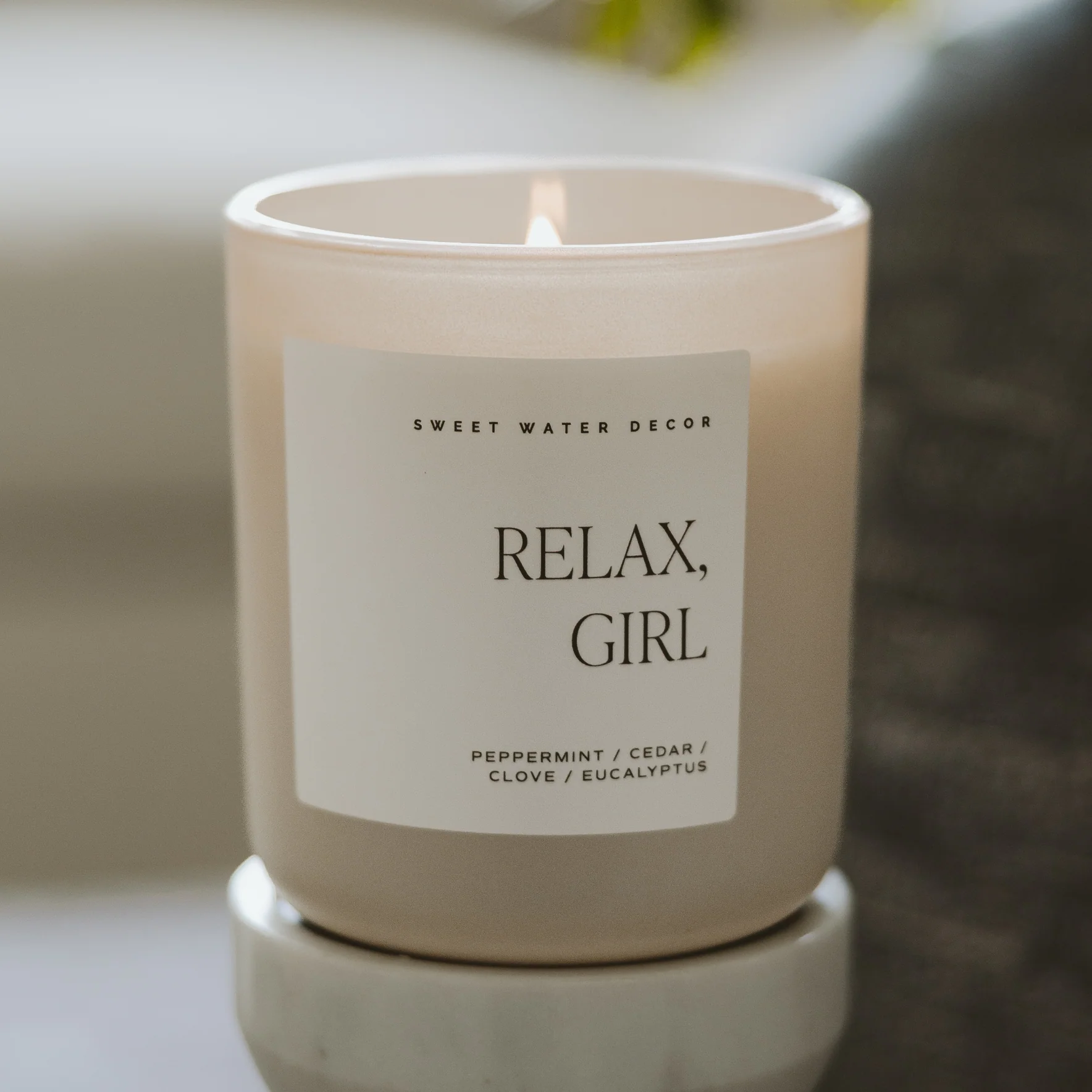 Relax Girl Soy Candle - Tan Matte Jar - 15 oz (Relaxation) - Image 2