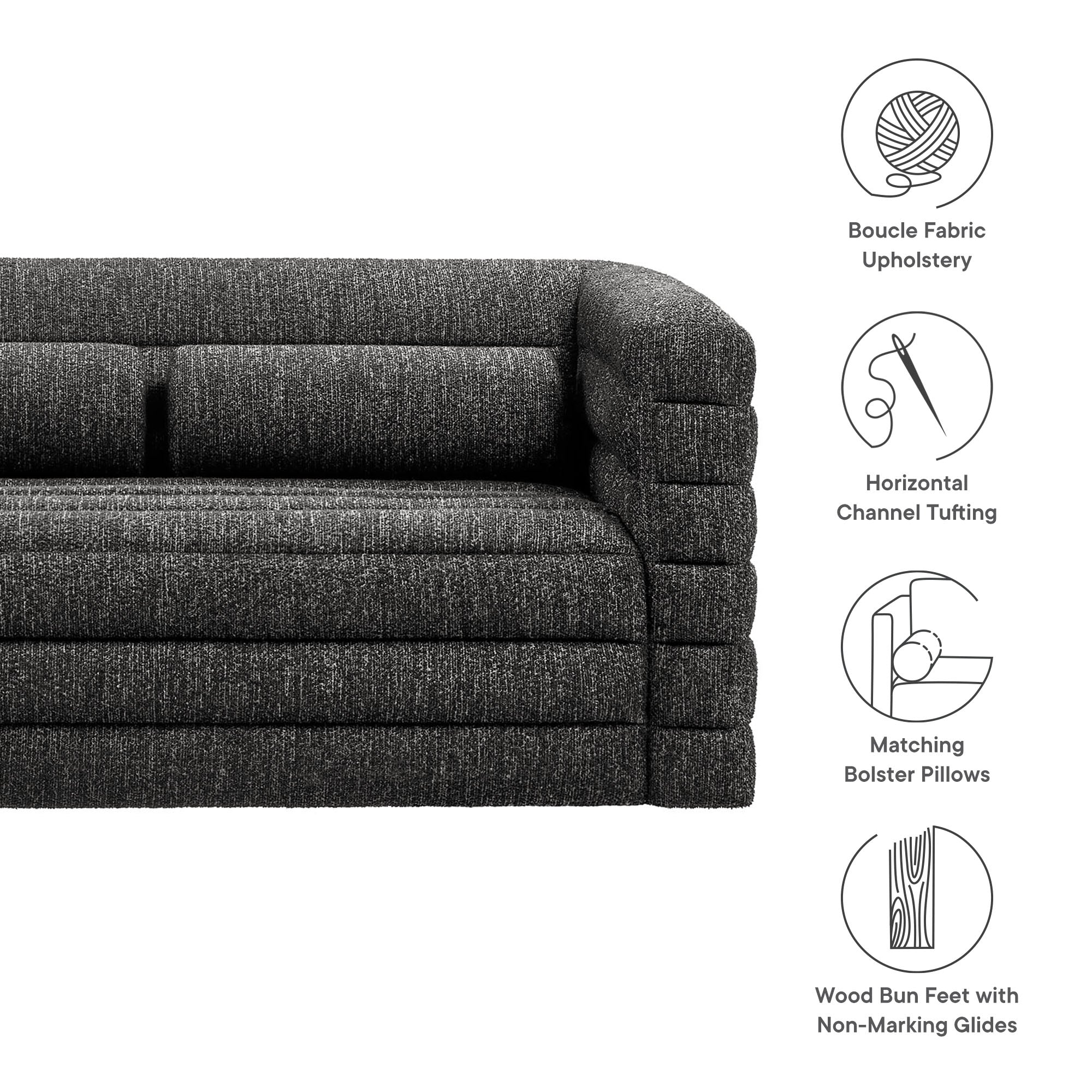Relle Channel Tufted Boucle Upholstered Loveseat by Modway - Image 13