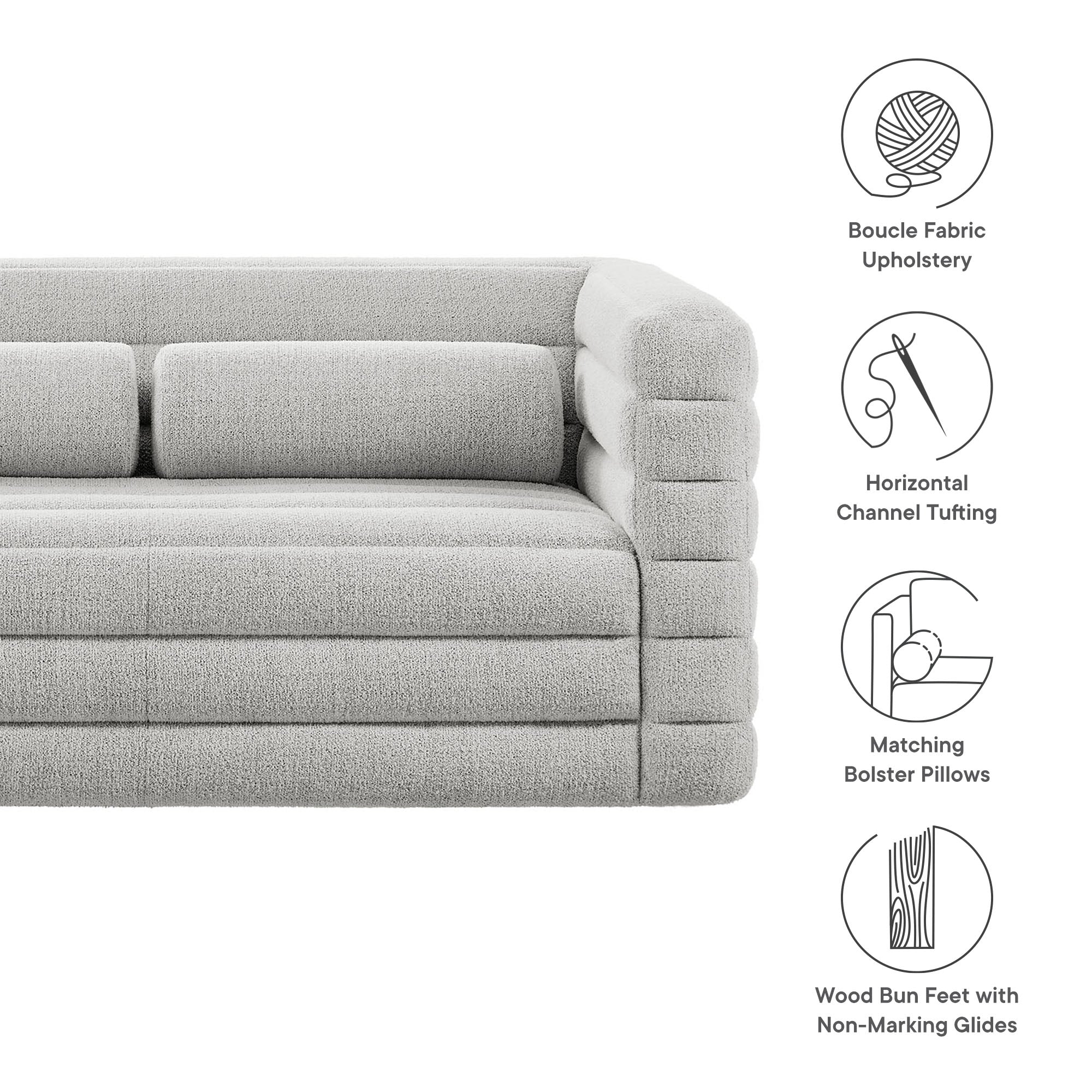 Relle Channel Tufted Boucle Upholstered Loveseat by Modway - Image 2