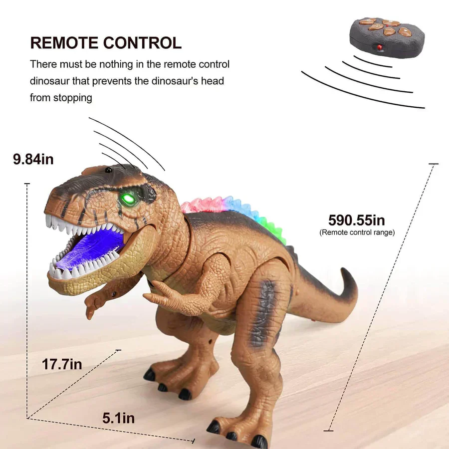 Remote Control T-Rex Dinosaur with Lights Sounds Walking RC Toy - Image 11