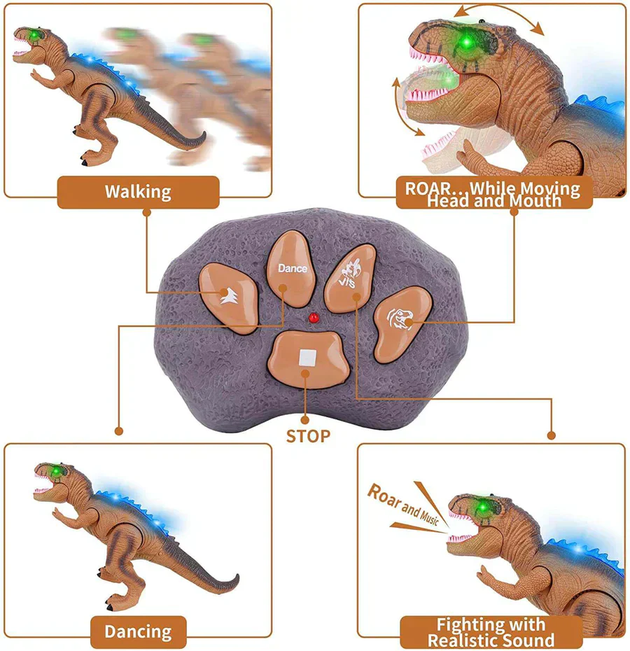 Remote Control T-Rex Dinosaur with Lights Sounds Walking RC Toy - Image 15