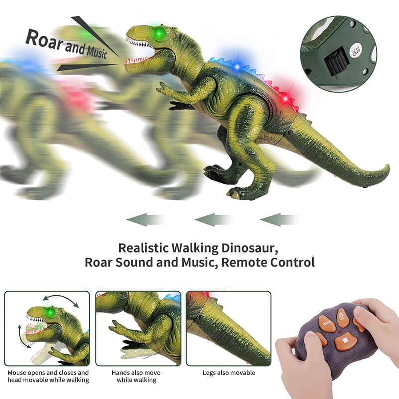 Remote Control T-Rex Dinosaur with Lights Sounds Walking RC Toy - Image 7
