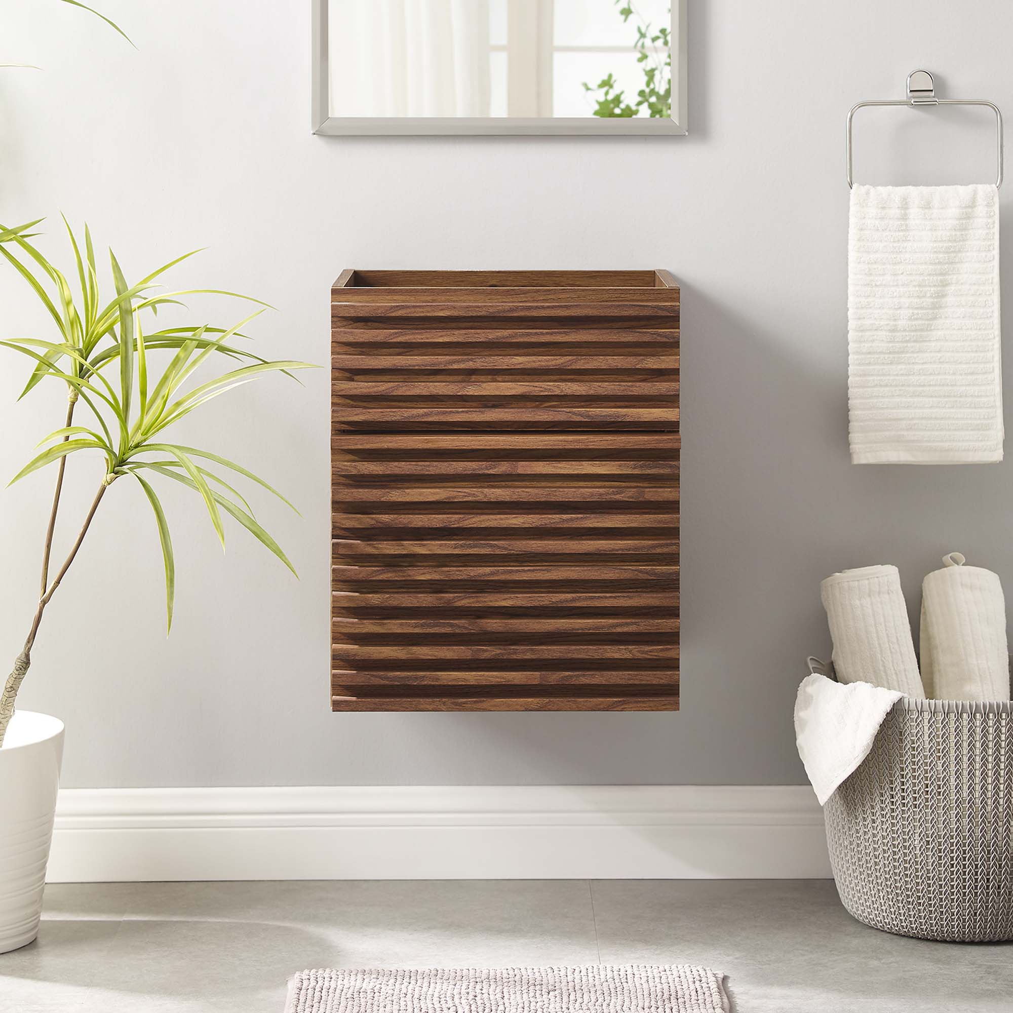Render 18" Wall-Mount Bathroom Vanity Cabinet (Walnut) by Modway - Image 7