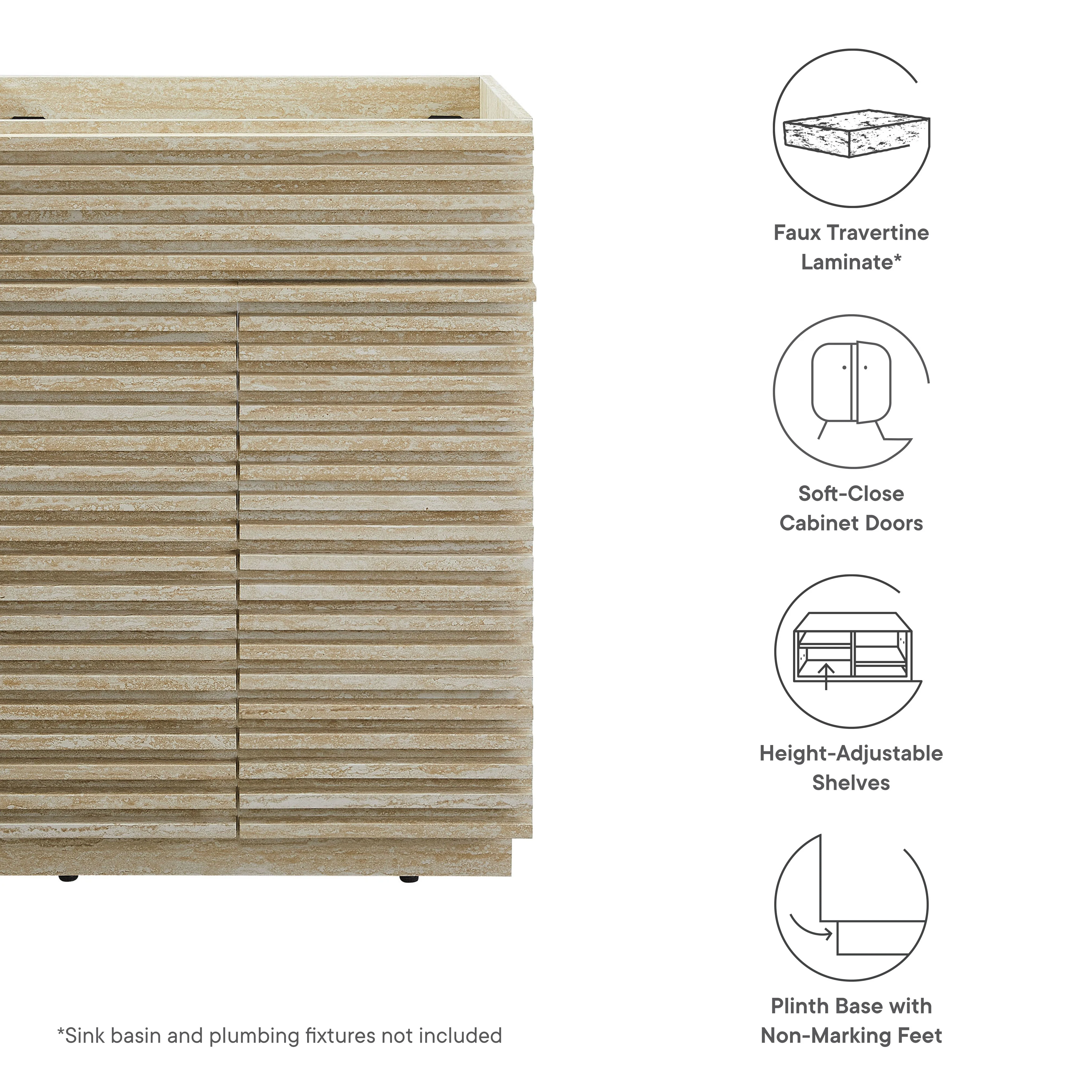 Render 24" Faux Travertine Bathroom Vanity Cabinet - Image 3