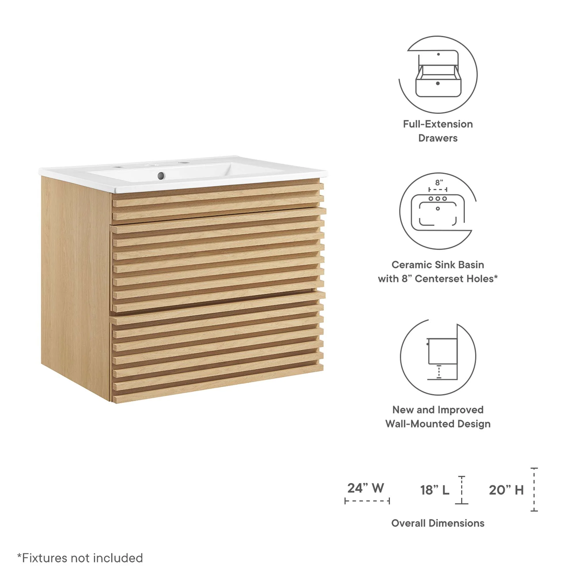 Render 24" Wall-Mount Bathroom Vanity by Modway - Image 18