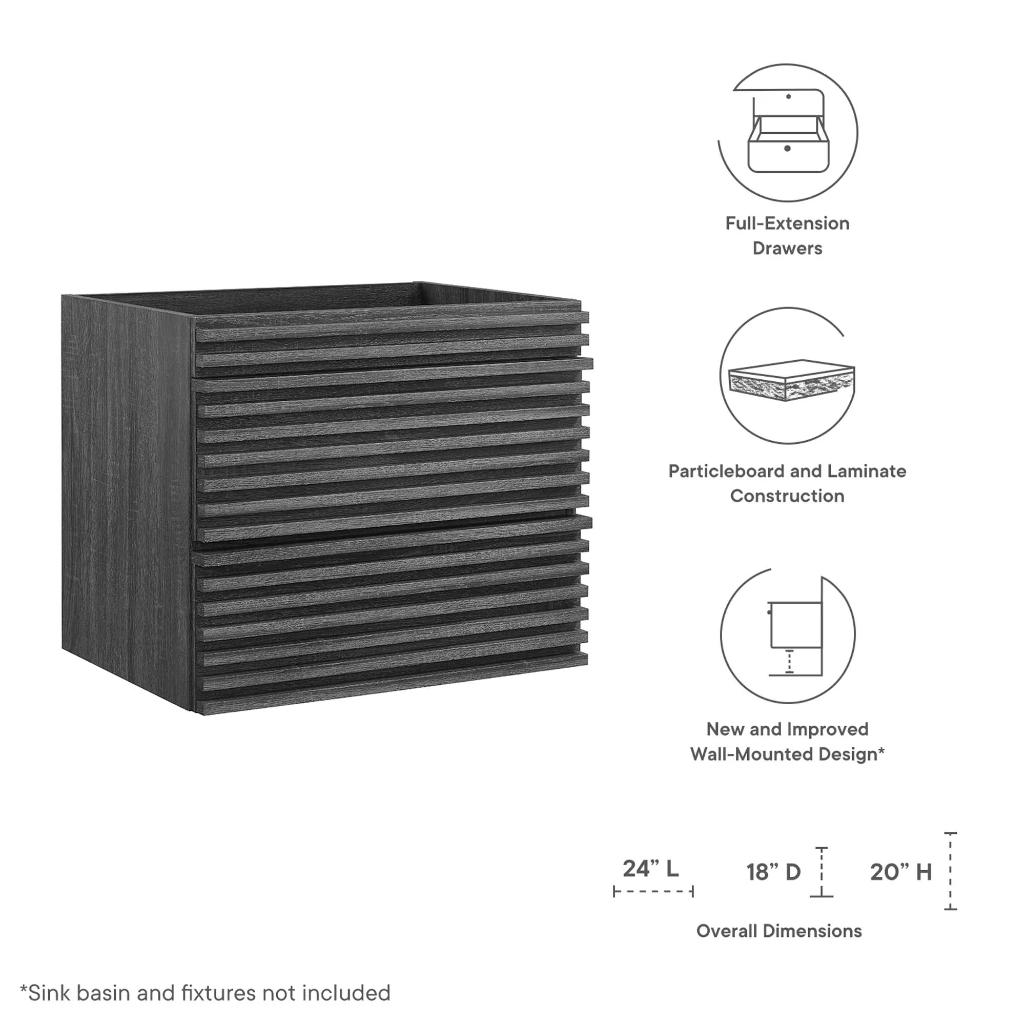 Render 24" Wall-Mount Bathroom Vanity Cabinet by Modway - Image 19