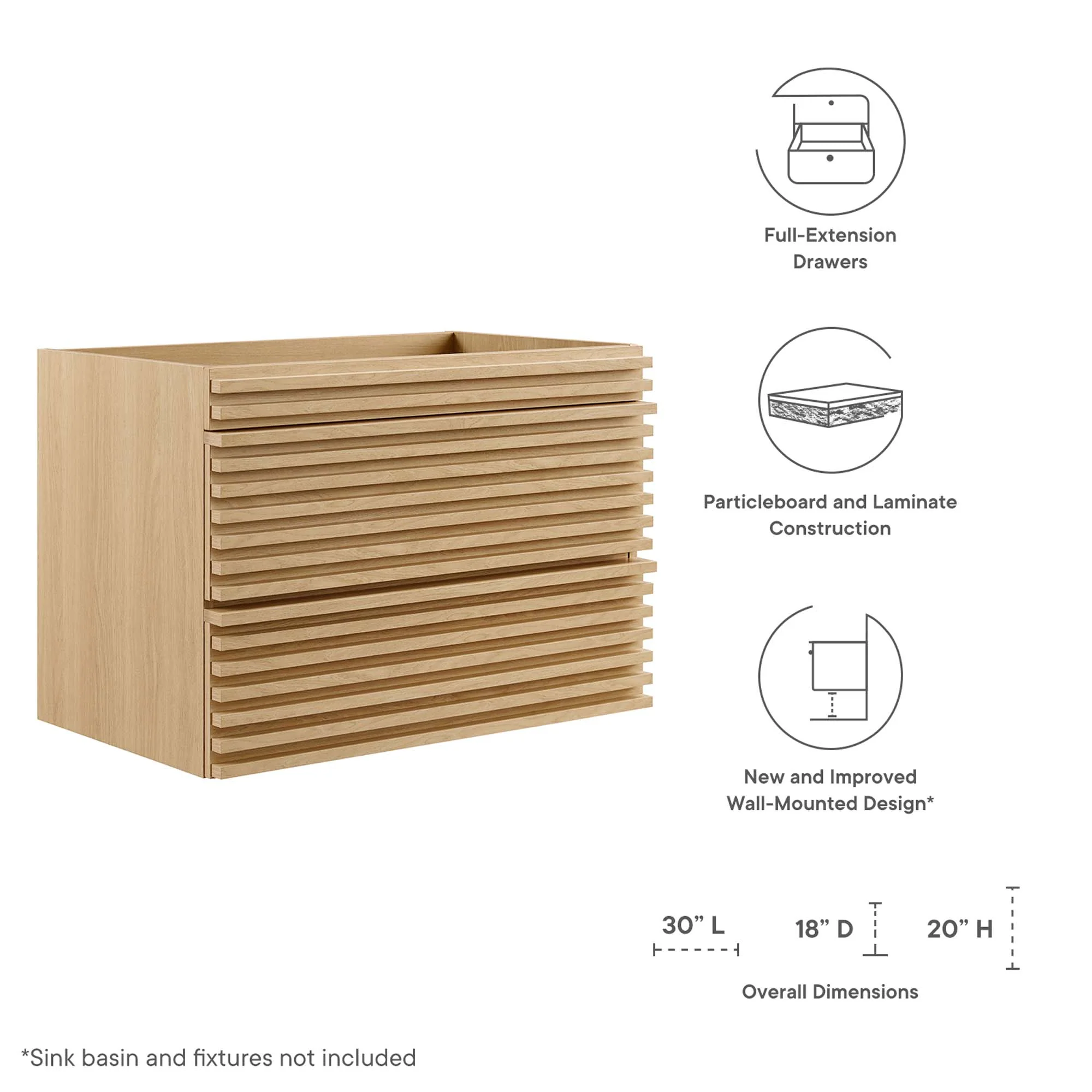 Render 30" Wall-Mount Bathroom Vanity Cabinet by Modway - Image 13