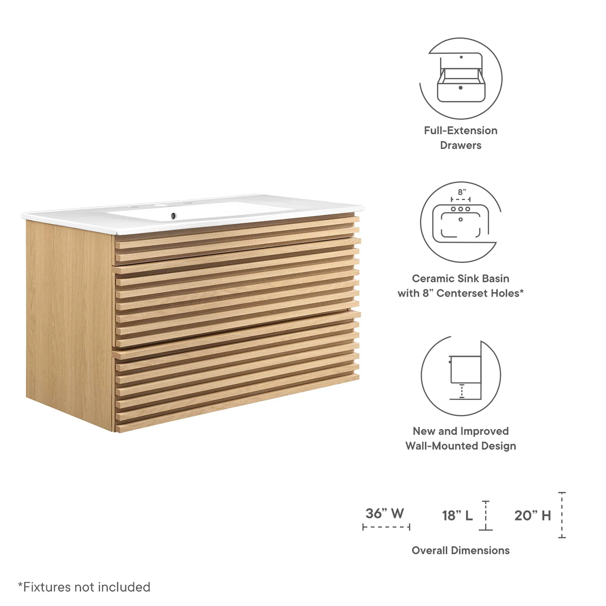 Render 36" Wall-Mount Bathroom Vanity by Modway - Image 18