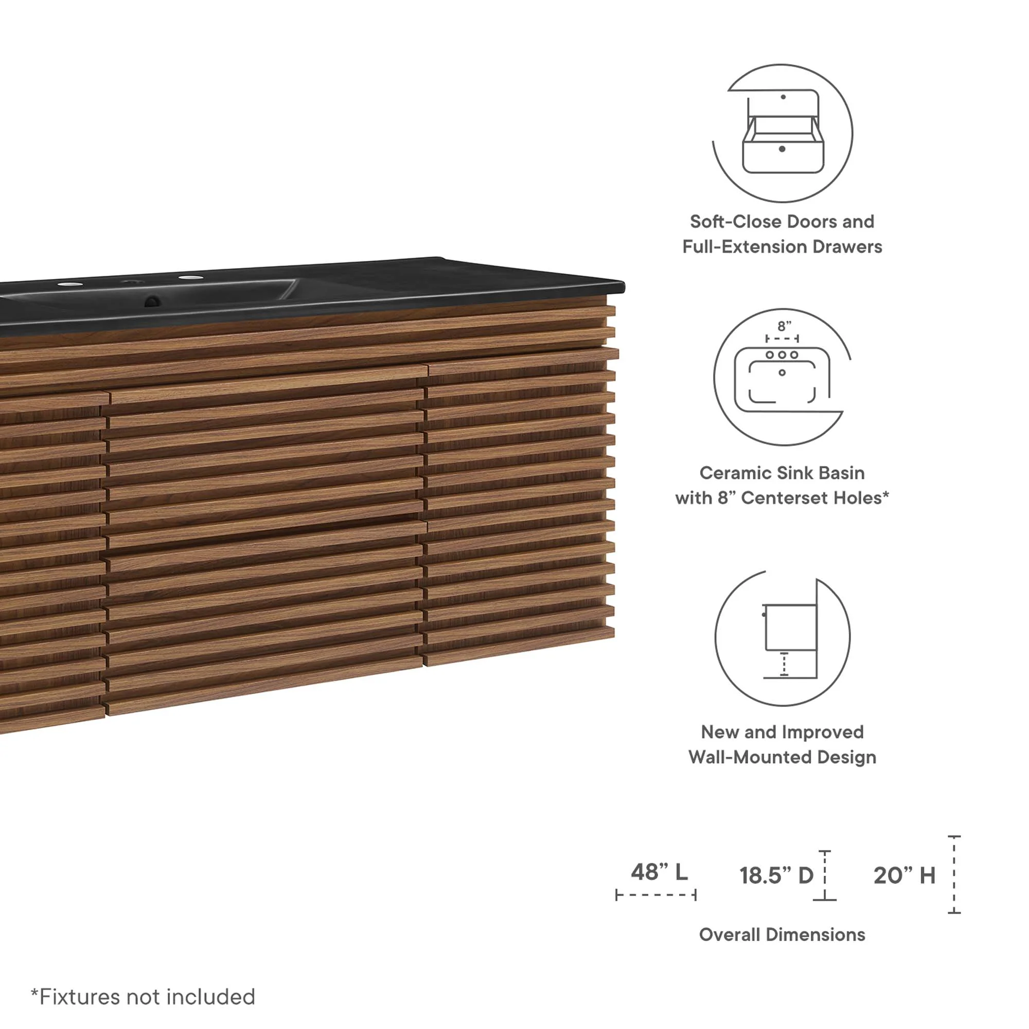 Render 48" Wall-Mount Bathroom Vanity by Modway - Image 2