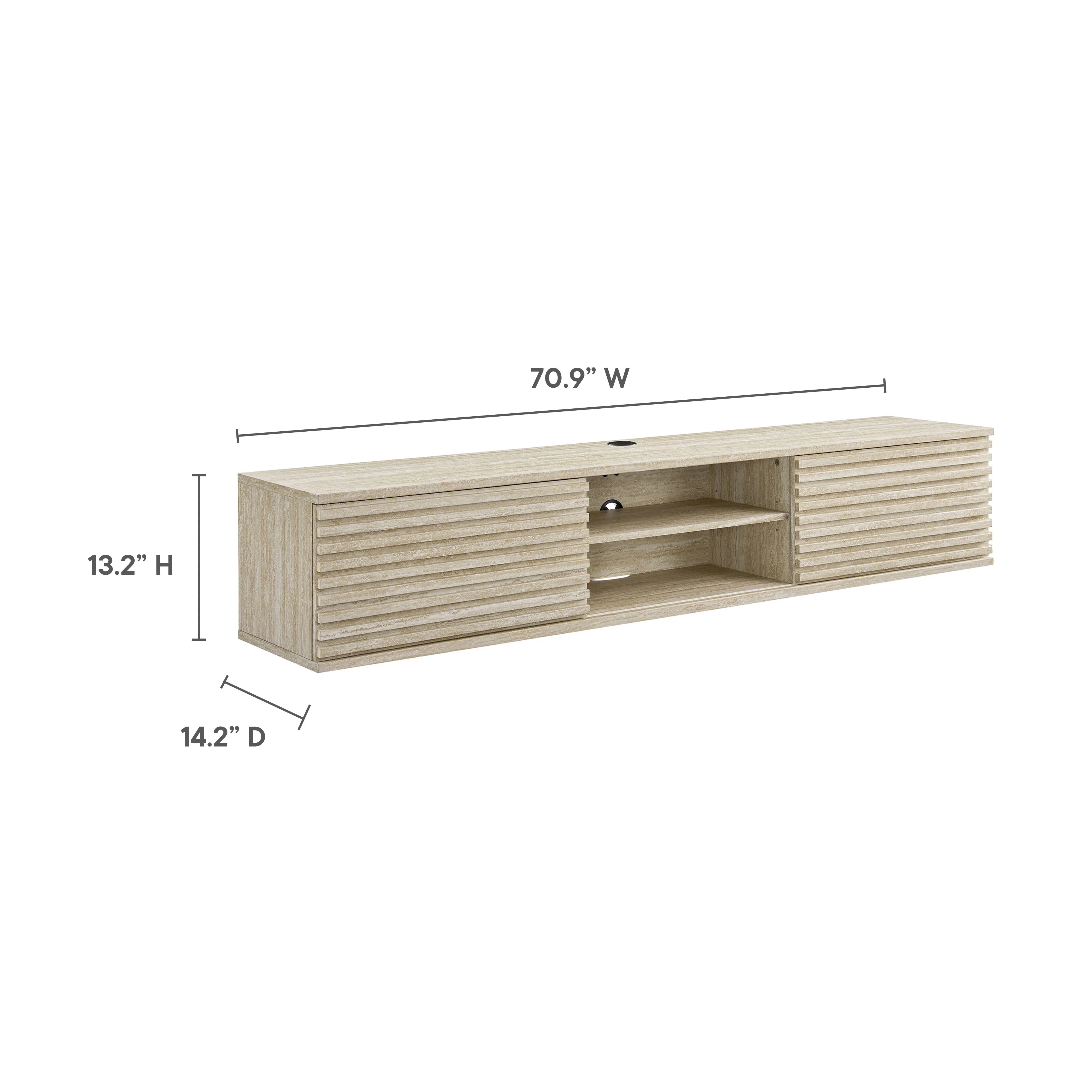 Render 70" Faux Travertine Wall-Mount Media Console TV Stand - Image 2