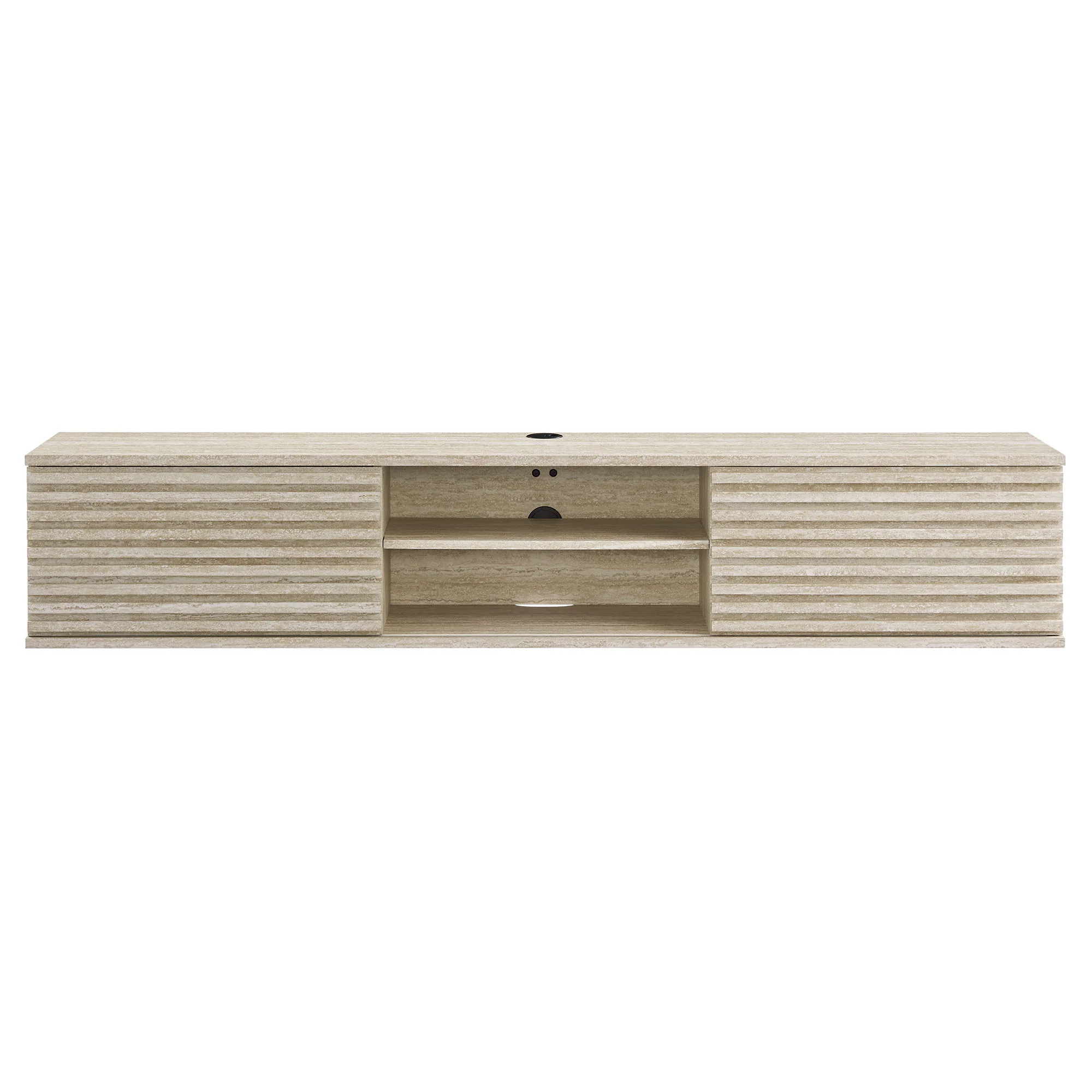 Render 70" Faux Travertine Wall-Mount Media Console TV Stand - Image 4