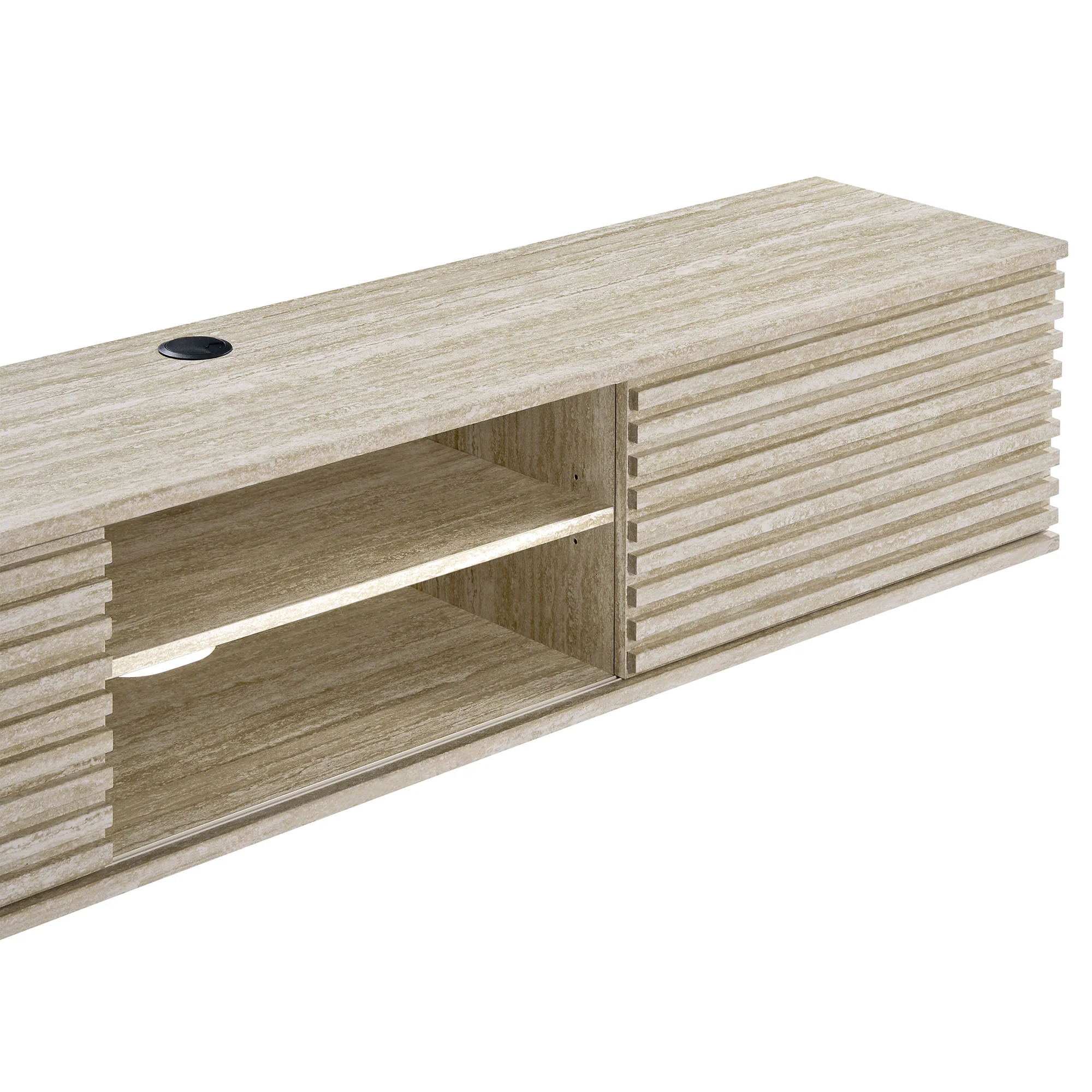 Render 70" Faux Travertine Wall-Mount Media Console TV Stand - Image 6