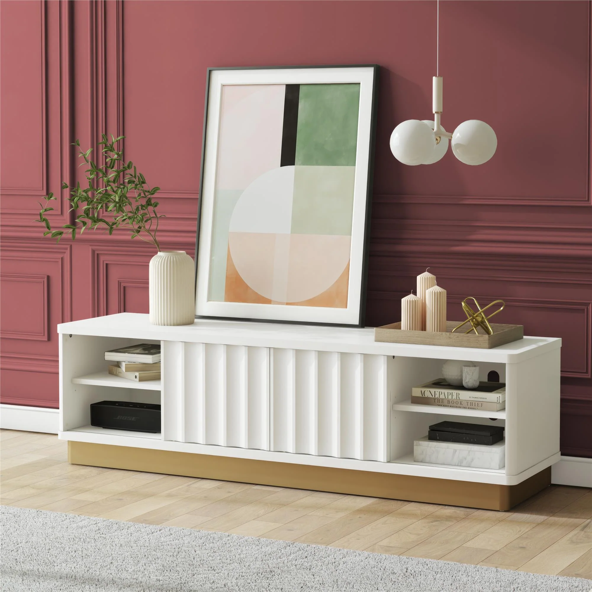 Rene - Scalloped TV Stand For TVs Up To 65" - White - Image 2