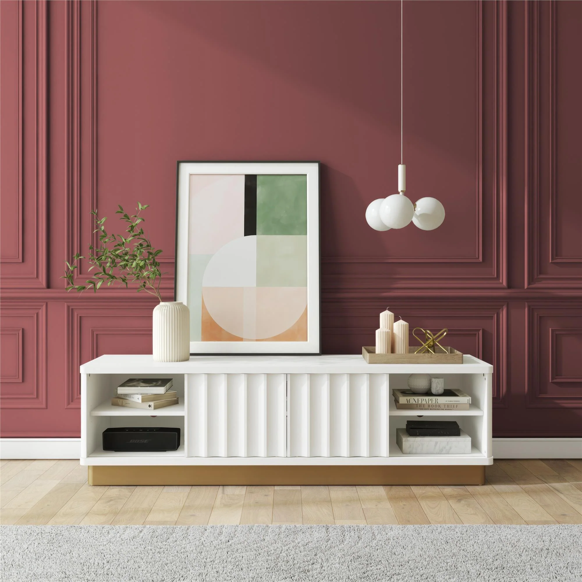 Rene - Scalloped TV Stand For TVs Up To 65" - White - Image 3
