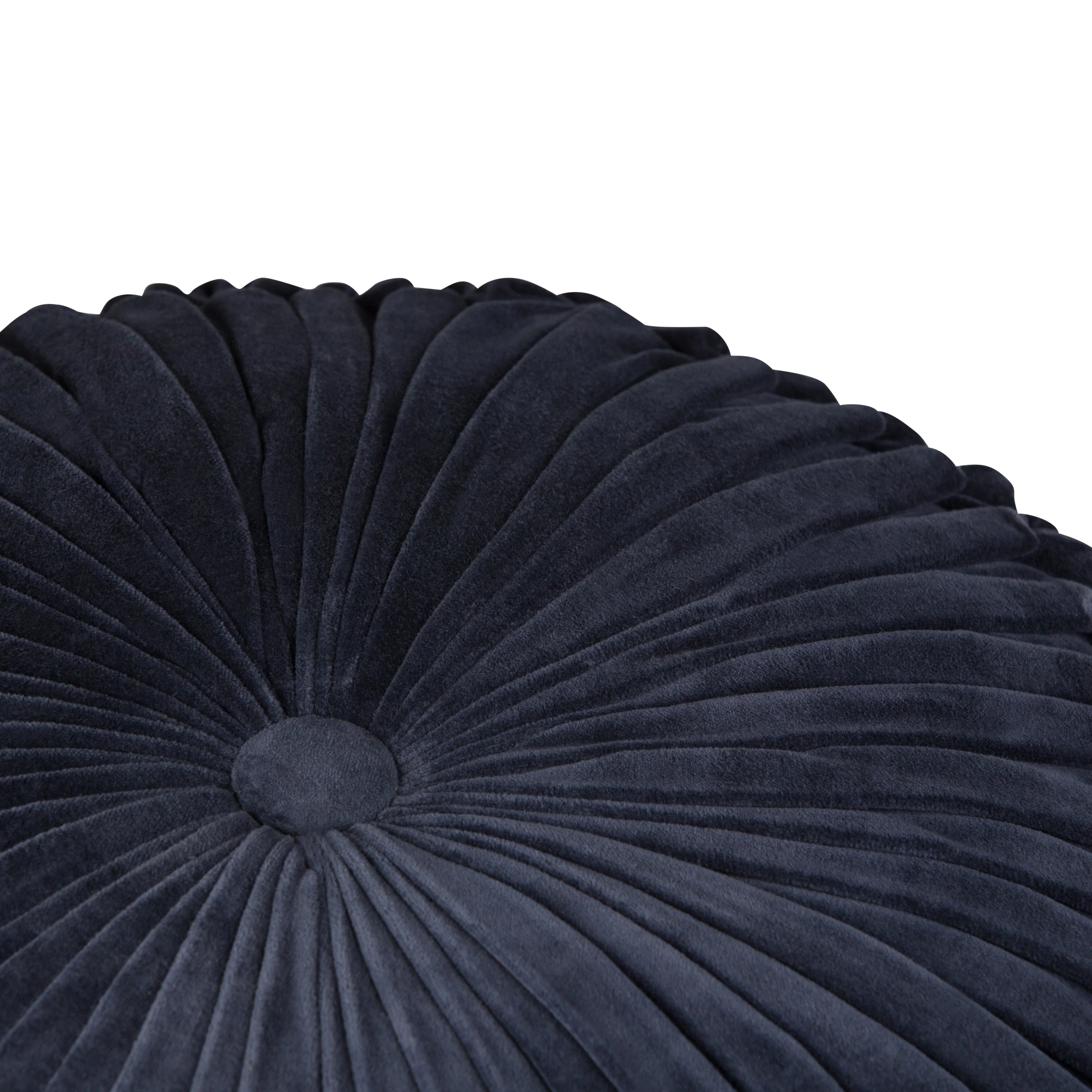 Renee Round Pouf Navy Velvet Cotton Accent Stool - Image 3