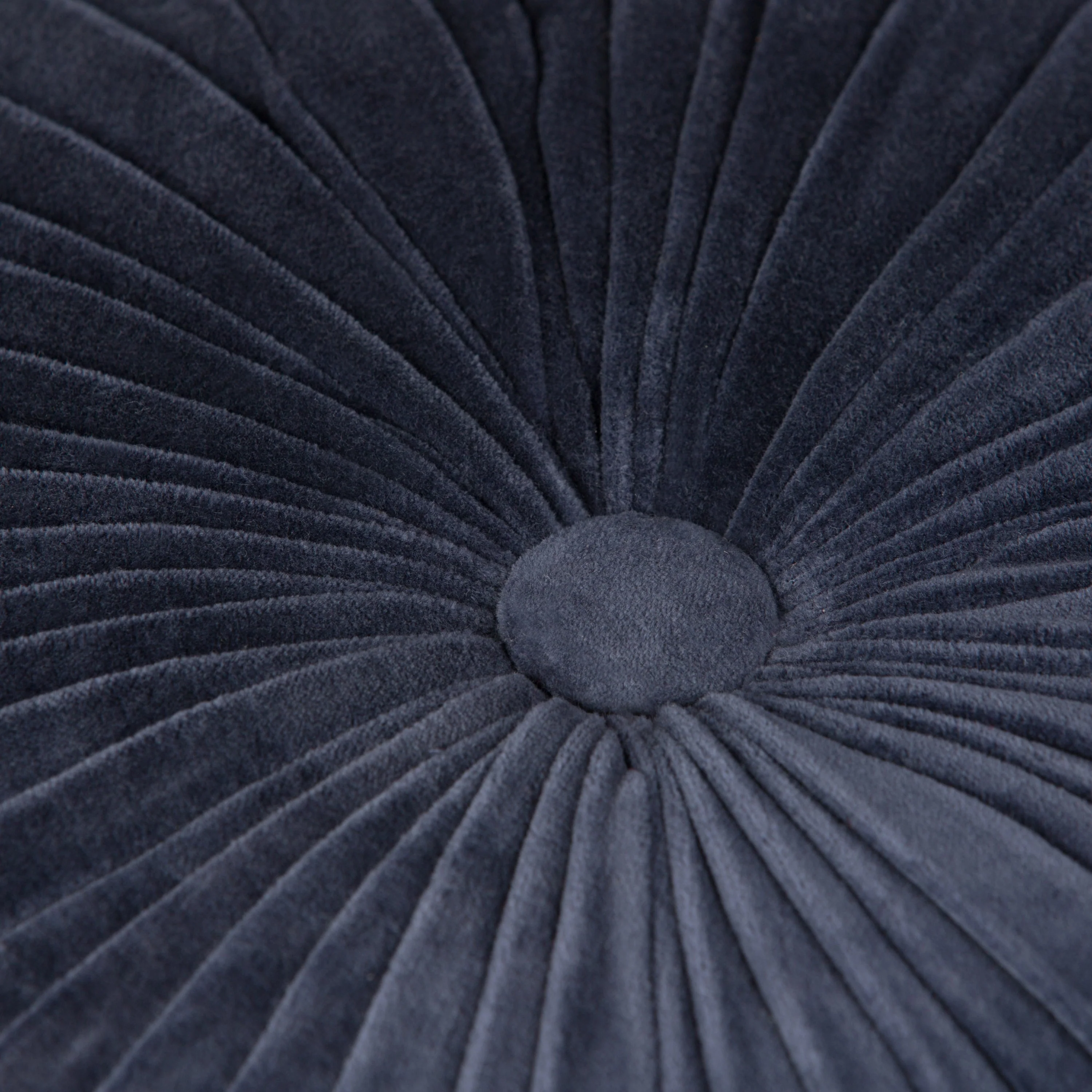 Renee Round Pouf Navy Velvet Cotton Accent Stool - Image 4