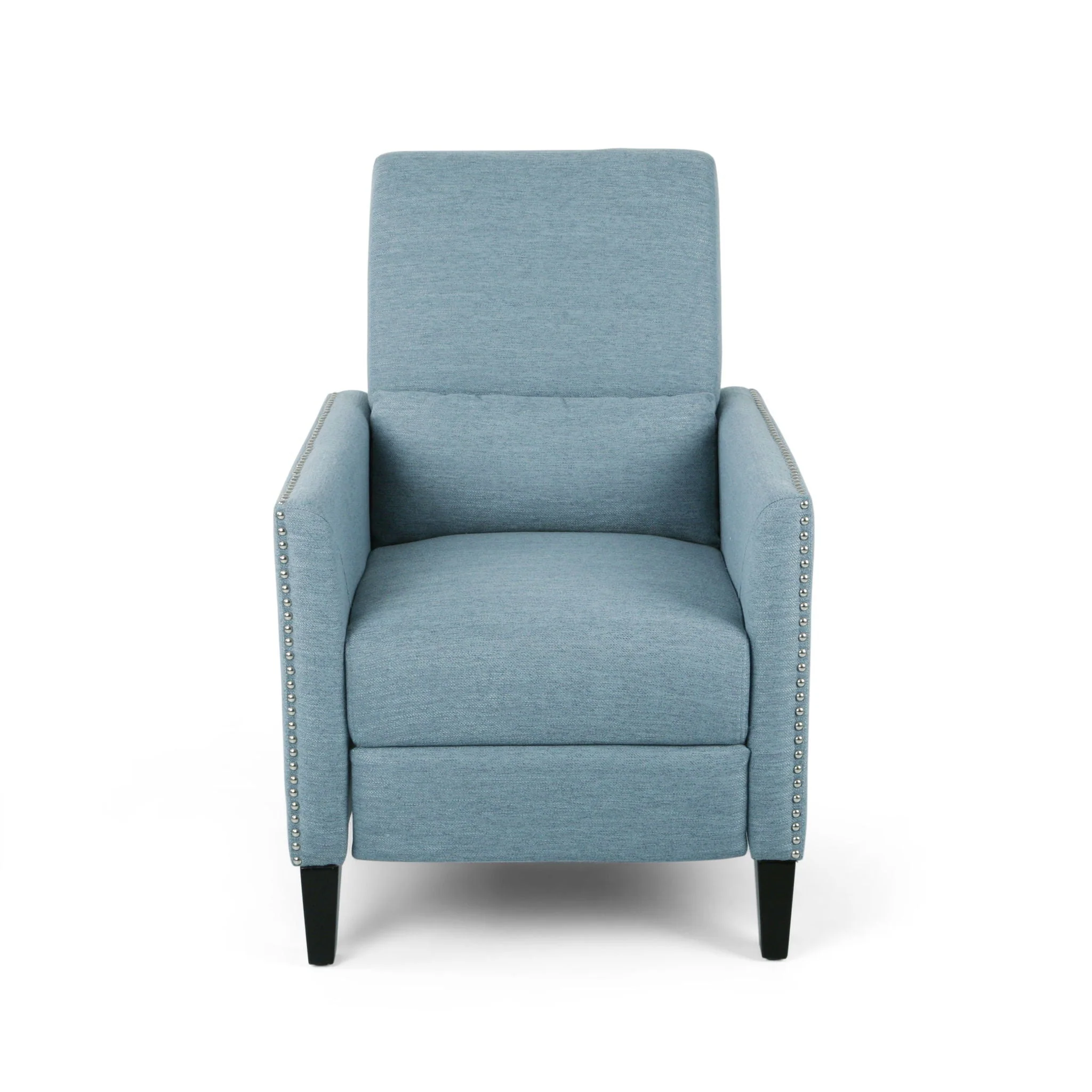 Repose Upholstered Recliner Chair With Nailhead Trim And Side Pocket - Light Blue - Image 2