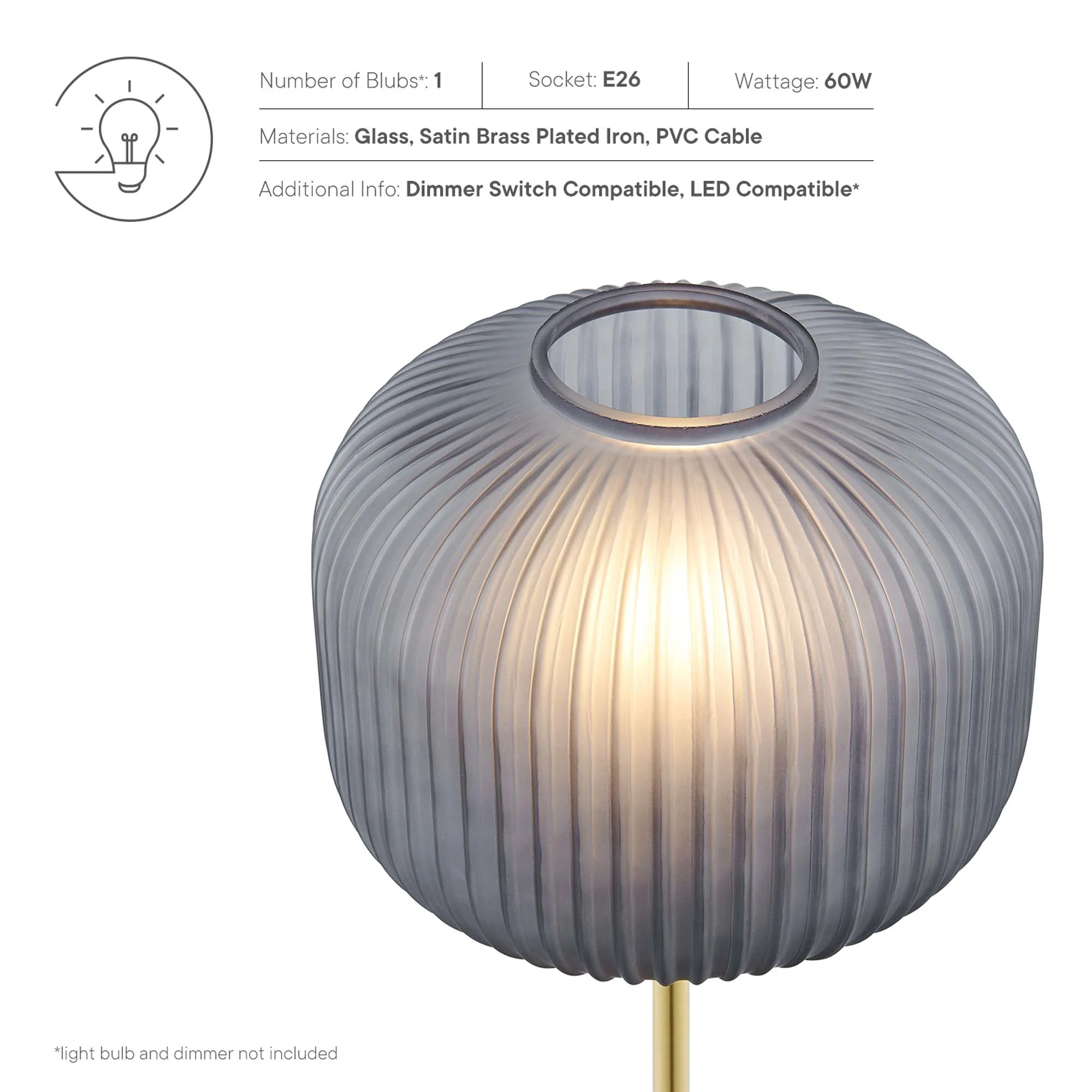 Reprise Glass Sphere Glass and Metal Table Lamp by Modway - Image 12