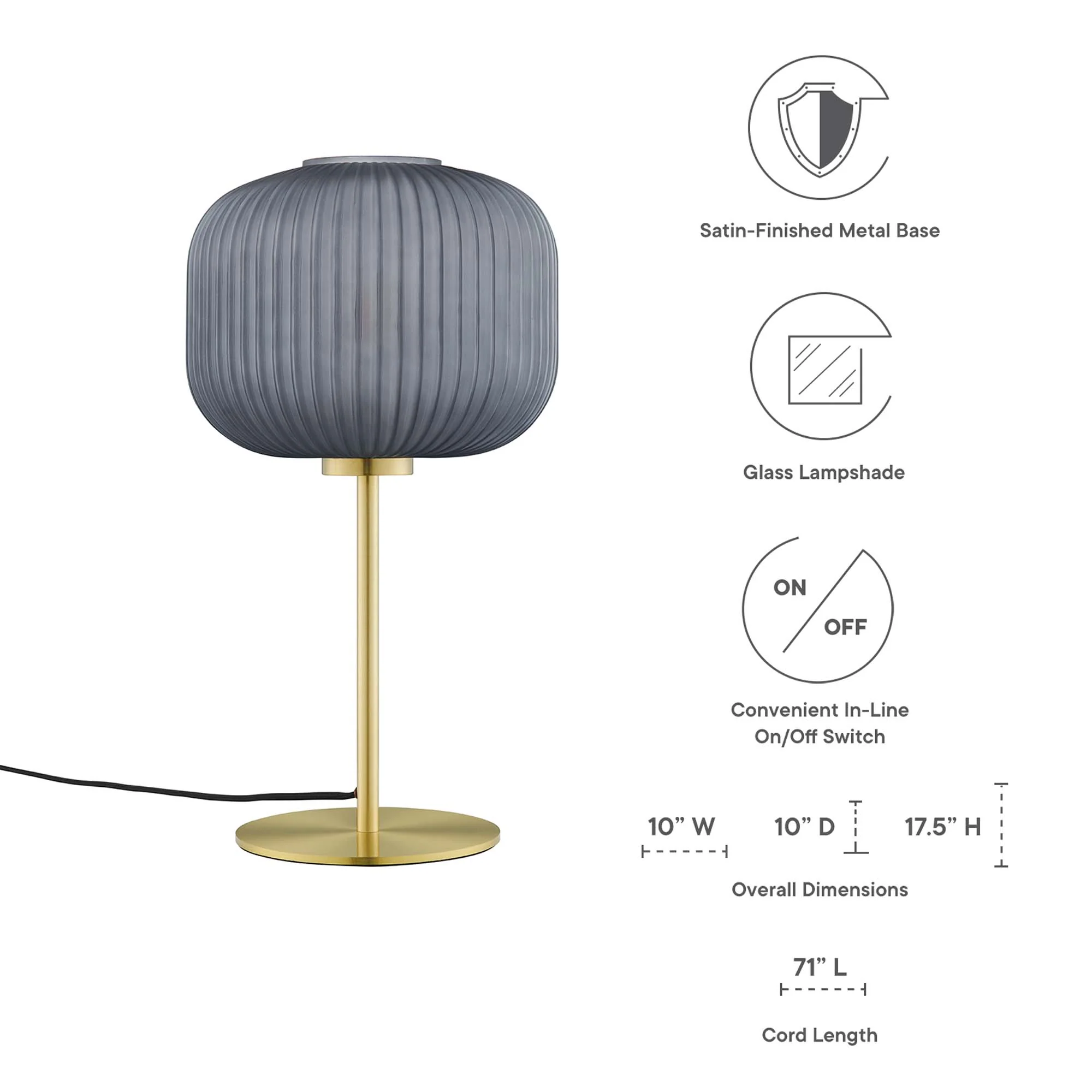 Reprise Glass Sphere Glass and Metal Table Lamp by Modway - Image 13