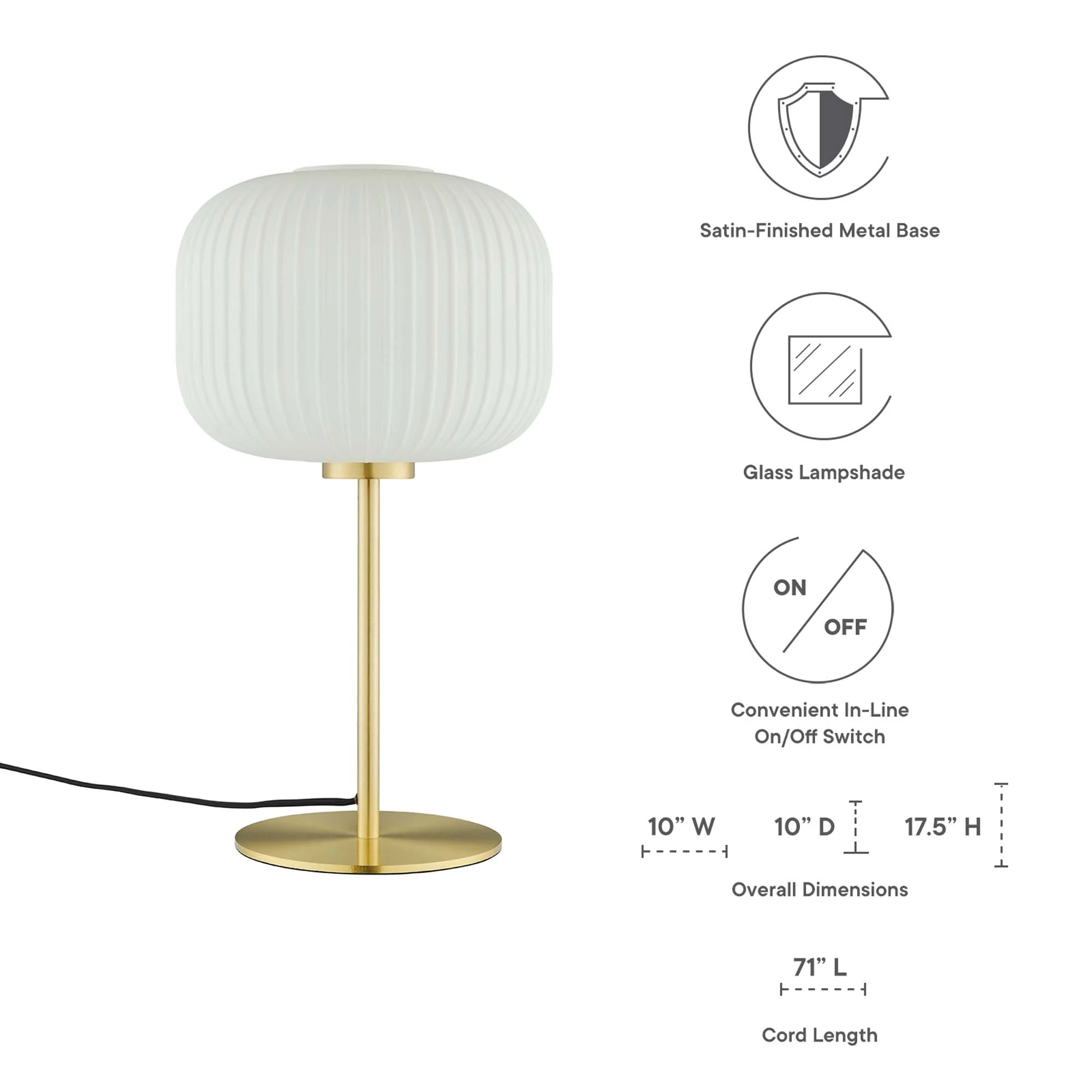 Reprise Glass Sphere Glass and Metal Table Lamp by Modway - Image 2