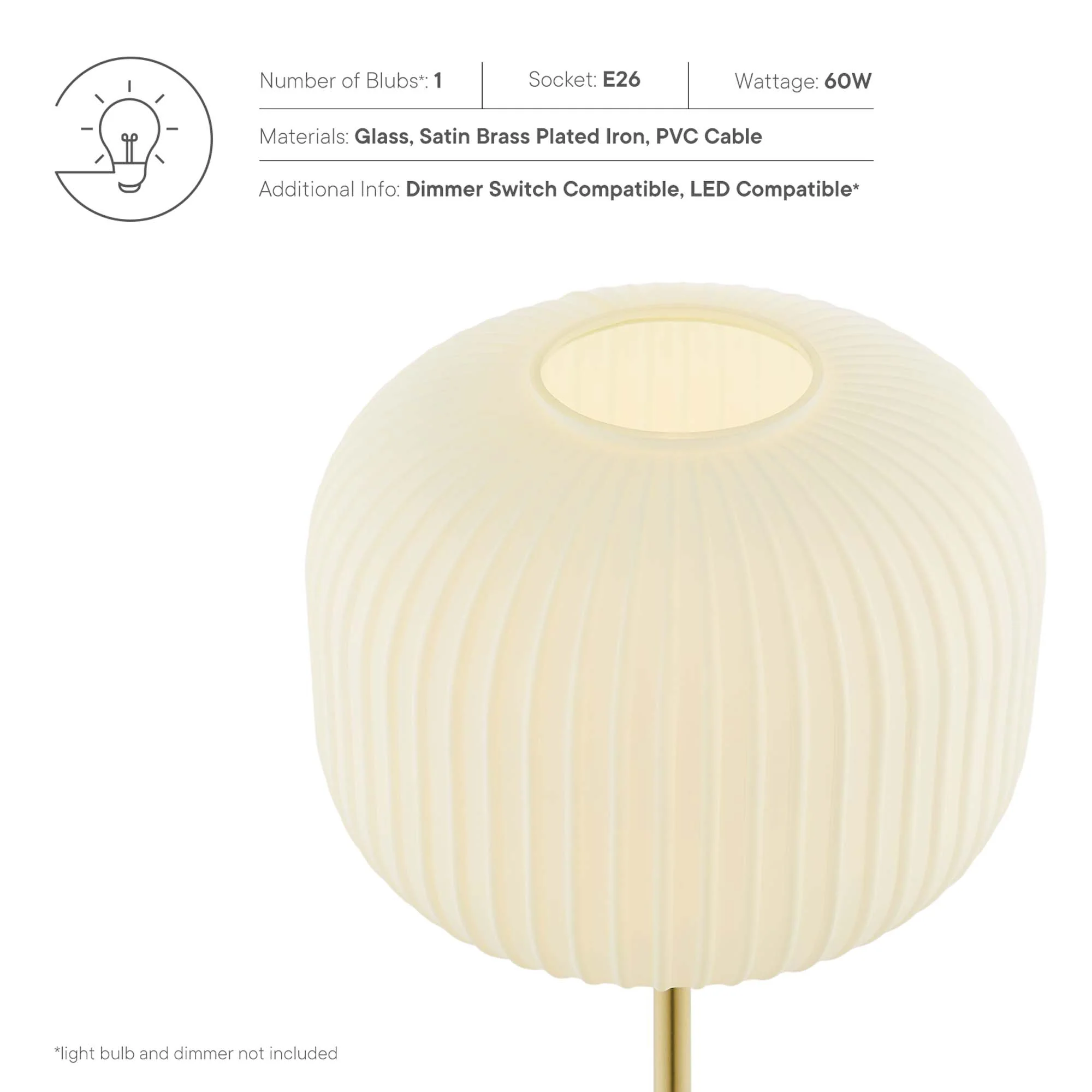 Reprise Glass Sphere Glass and Metal Table Lamp by Modway - Image 3