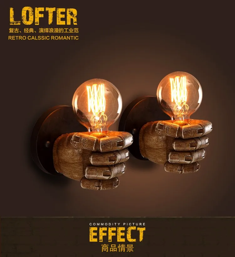 Resin Hand Wall Lamp – Left/Right Fist Sconce Light for Bar, Restaurant & Home Decor - Image 6