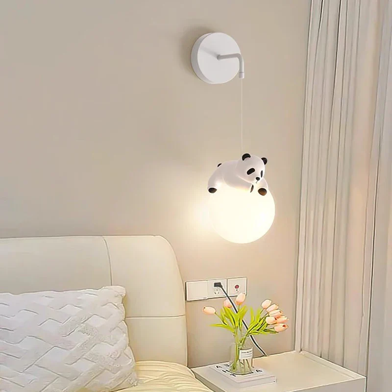 Resin Panda Pendant Light Modern Minimalist LED Lamp Kids Bedroom Ceiling Light - Image 4