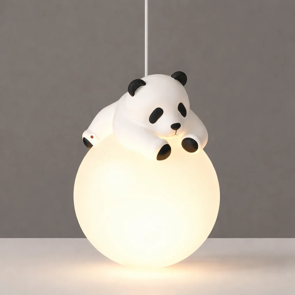 Resin Panda Pendant Light Modern Minimalist LED Lamp Kids Bedroom Ceiling Light - Image 6
