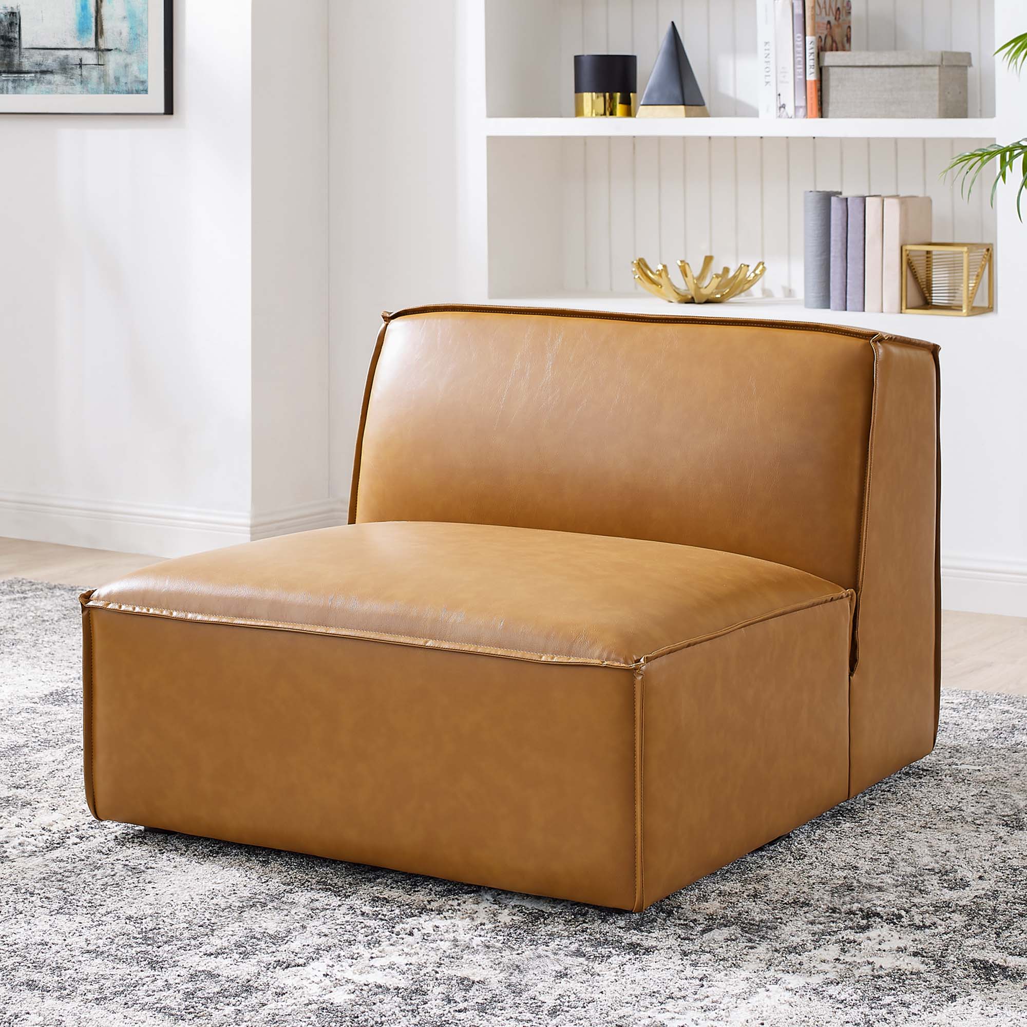Restore Vegan Leather Sectional Sofa Armless Chair by Modway - Image 6