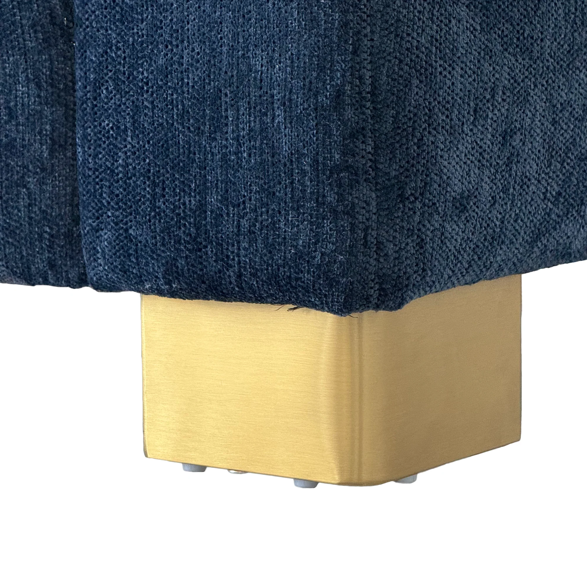 Retro Blue Chenille Upholstered 3-Seater Couch with Stainless-Steel Legs - Image 12