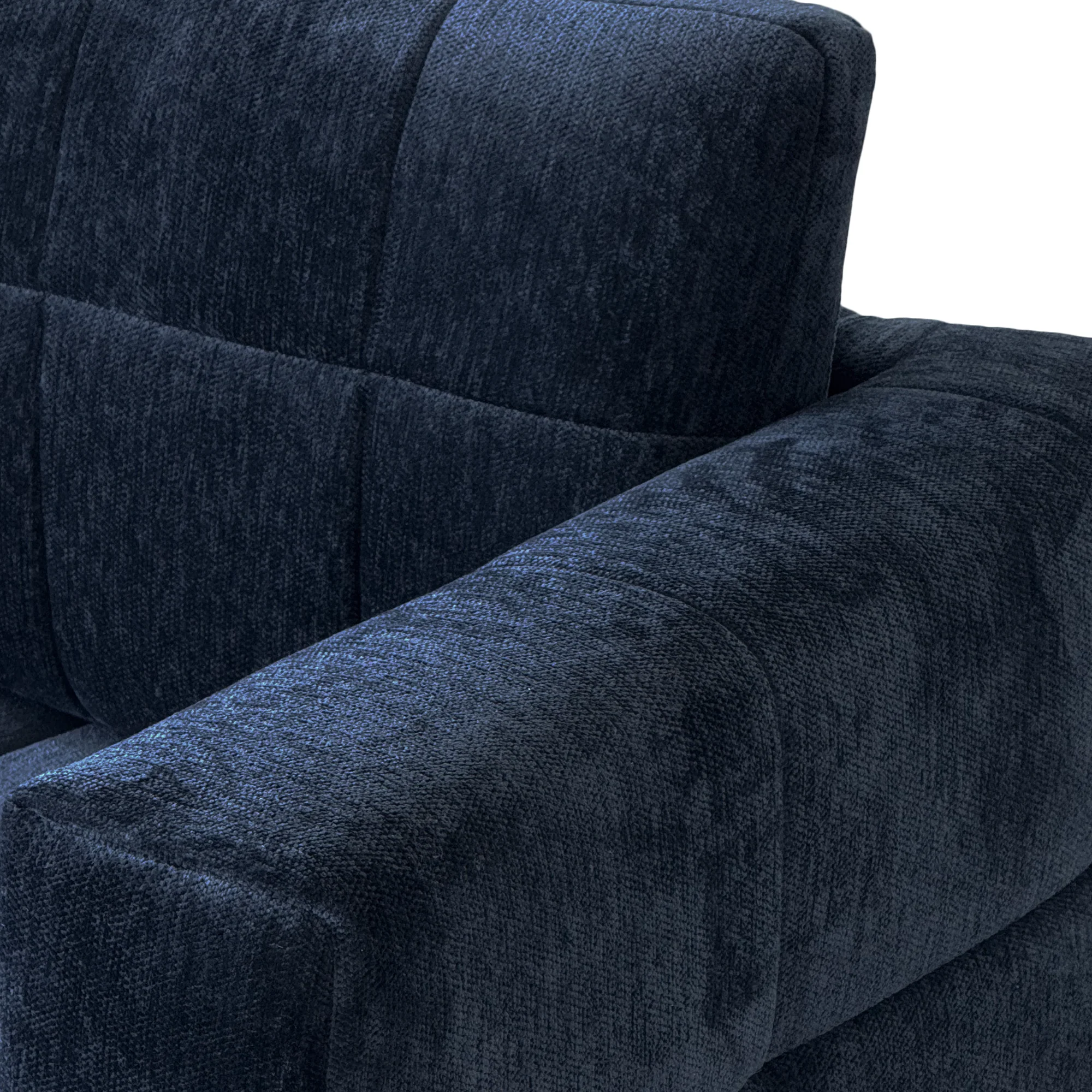 Retro Blue Chenille Upholstered 3-Seater Couch with Stainless-Steel Legs - Image 18